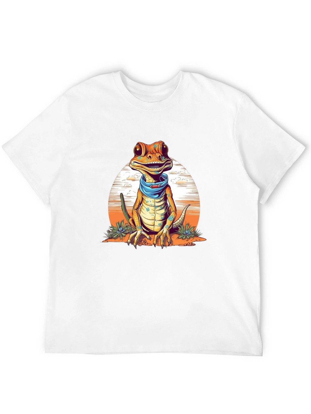 Gecko Bandana T-Shirt - Quirky Reptile Graphic Tee