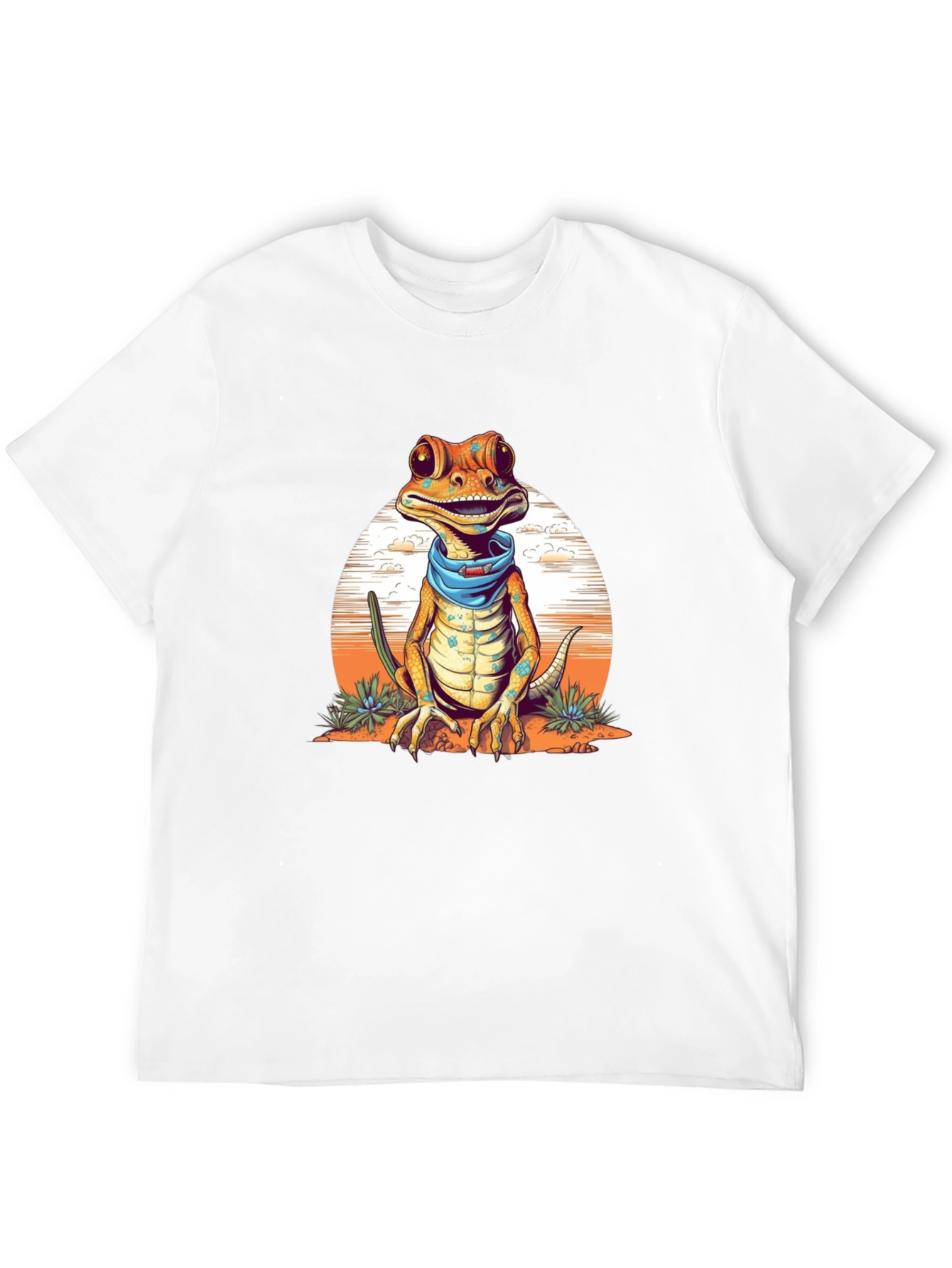 Gecko Bandana T-Shirt - Quirky Reptile Graphic Tee