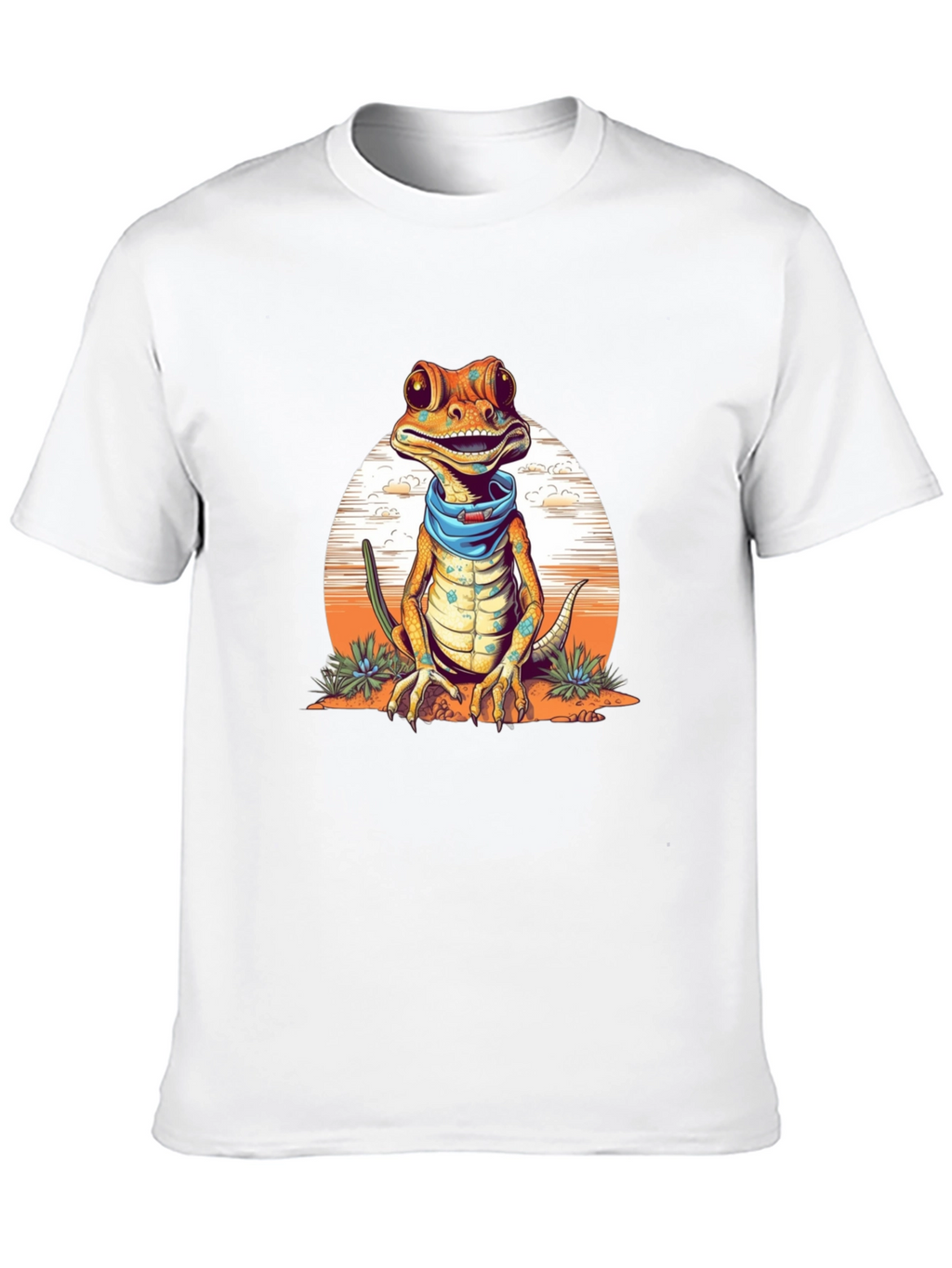 Gecko Bandana T-Shirt - Quirky Reptile Graphic Tee