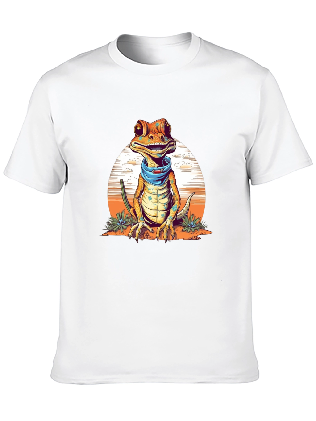 Gecko Bandana T-Shirt - Quirky Reptile Graphic Tee