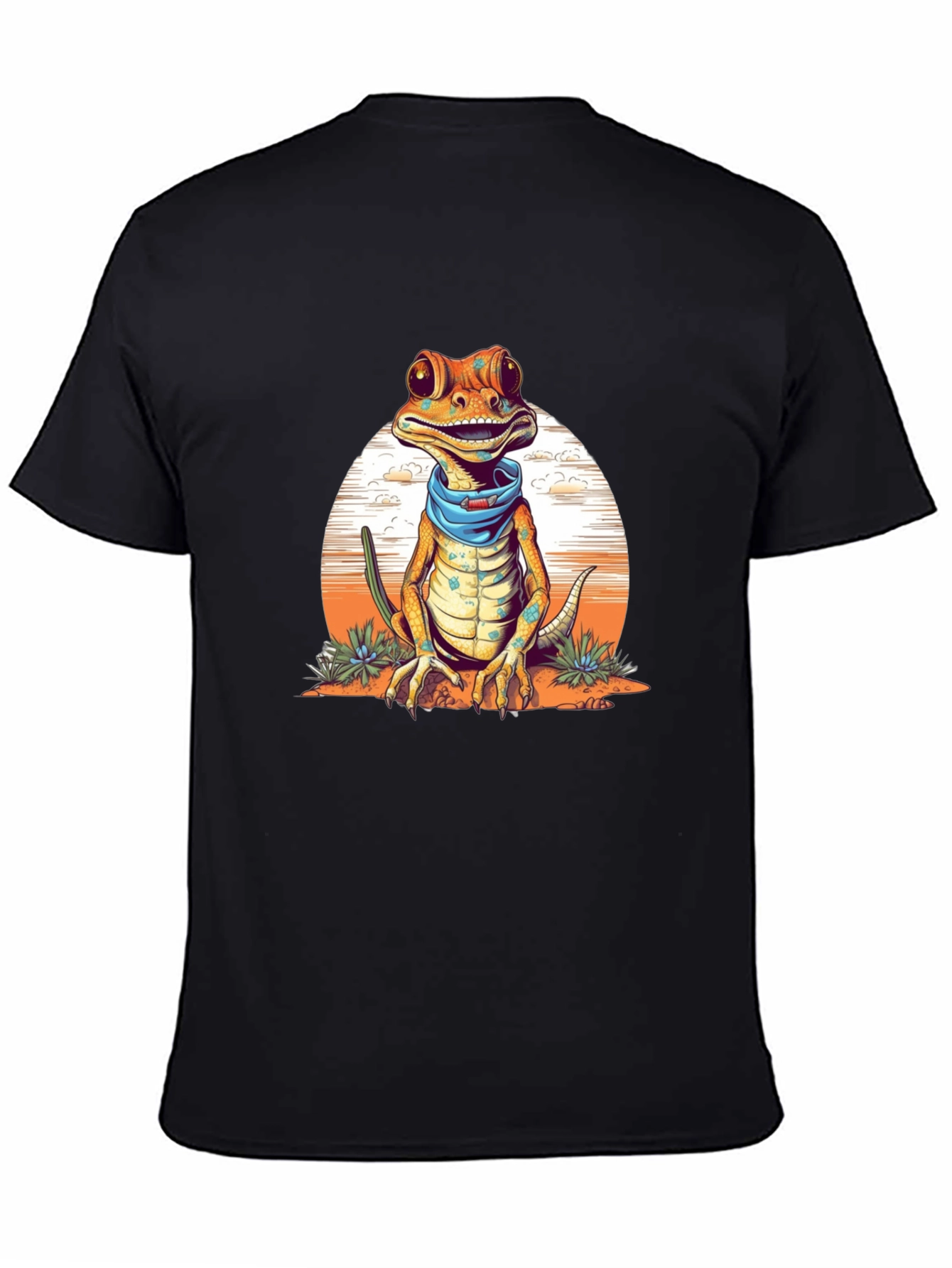 Gecko Bandana T-Shirt - Quirky Reptile Graphic Tee