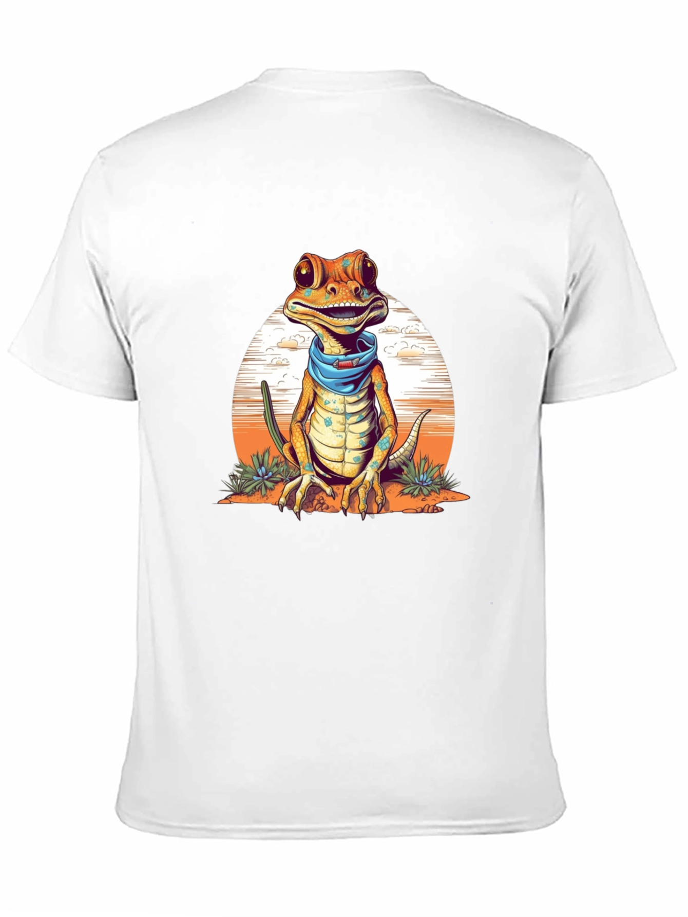 Gecko Bandana T-Shirt - Quirky Reptile Graphic Tee