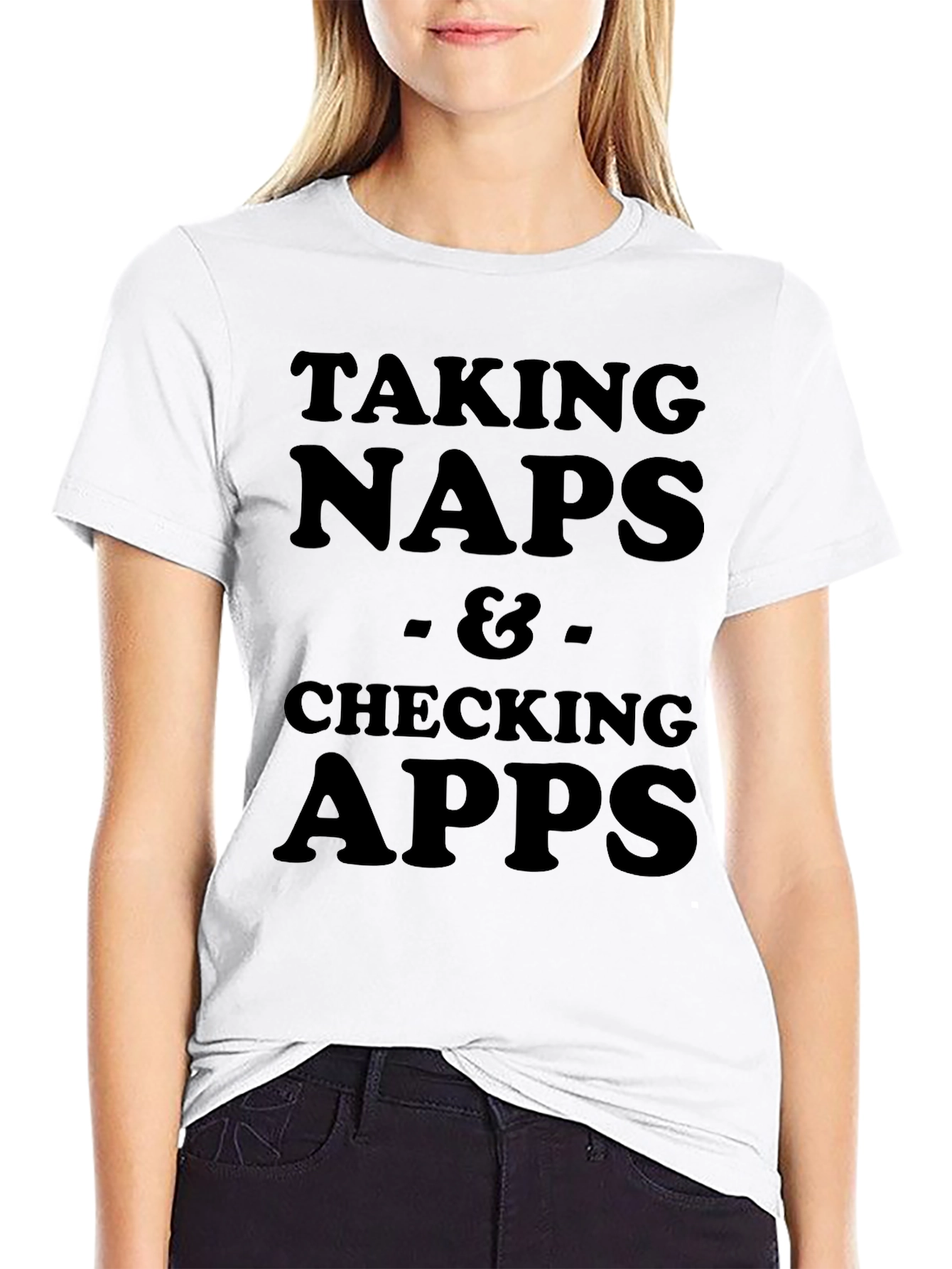 Taking Naps & Checking Apps Black T-Shirt
