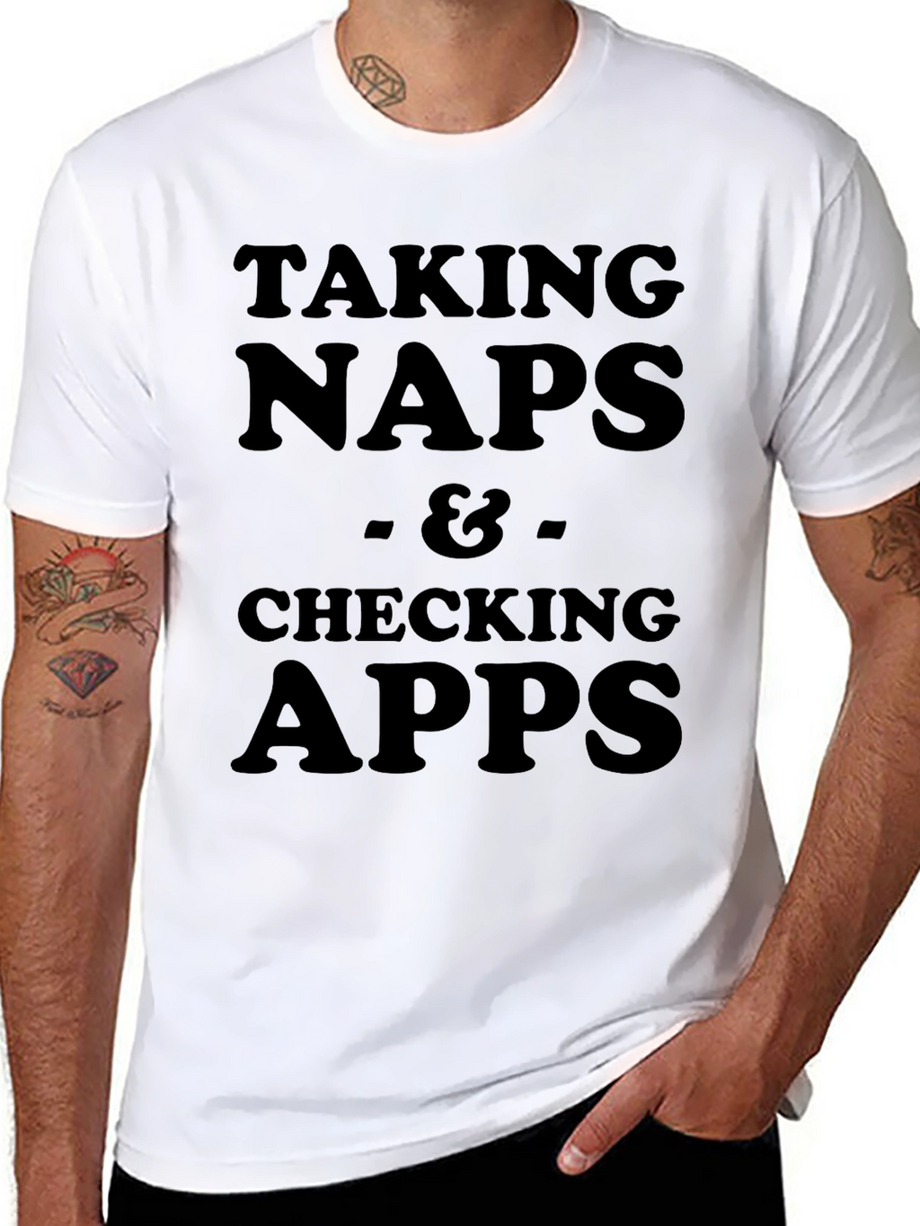 Taking Naps & Checking Apps Black T-Shirt