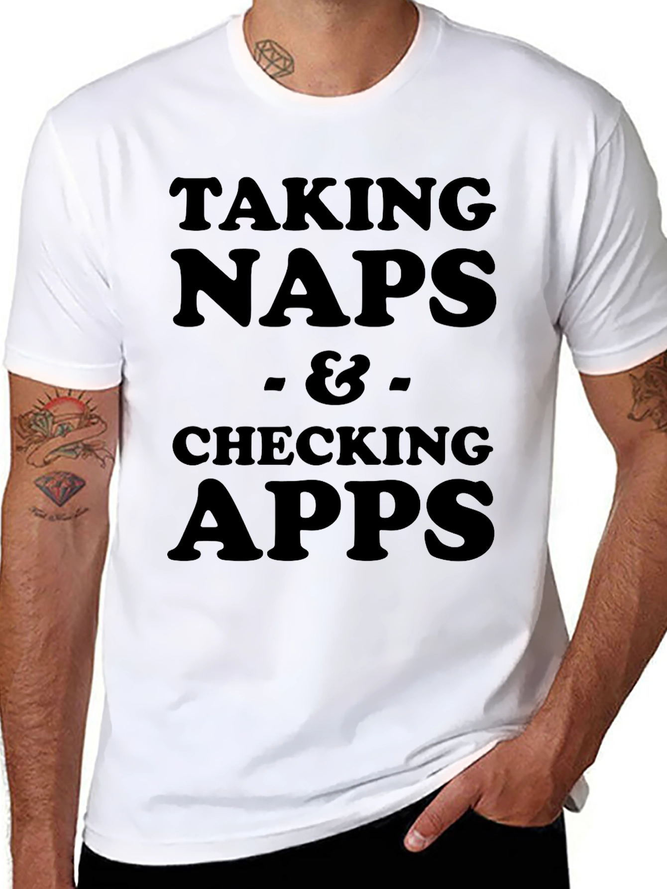 Taking Naps & Checking Apps Black T-Shirt