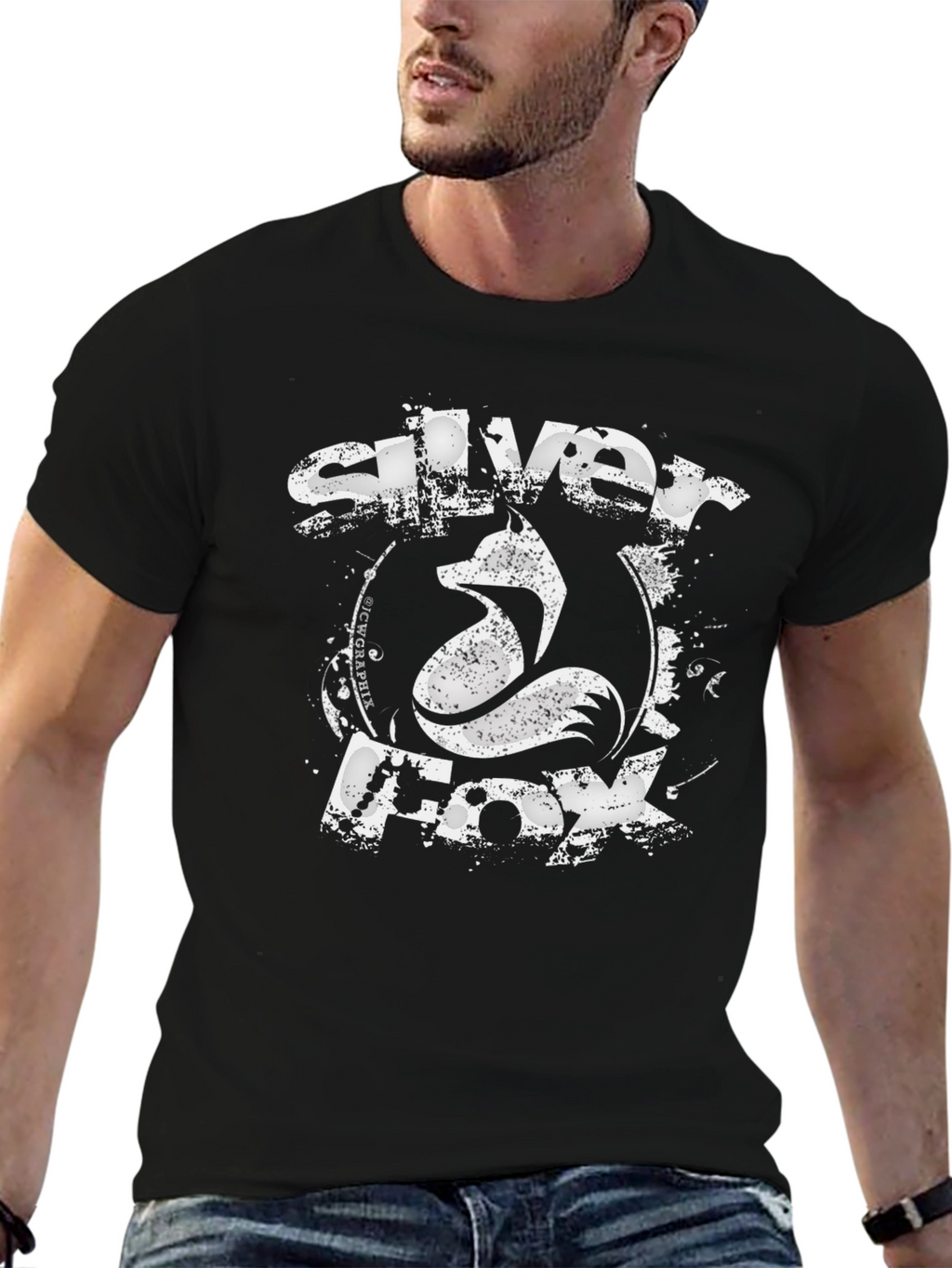 Silver Fox Graphic Tee - Mens Black T-Shirt
