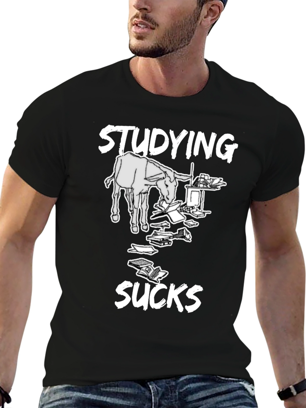 Studying Sucks T-Shirt - Novelty Donkey Design