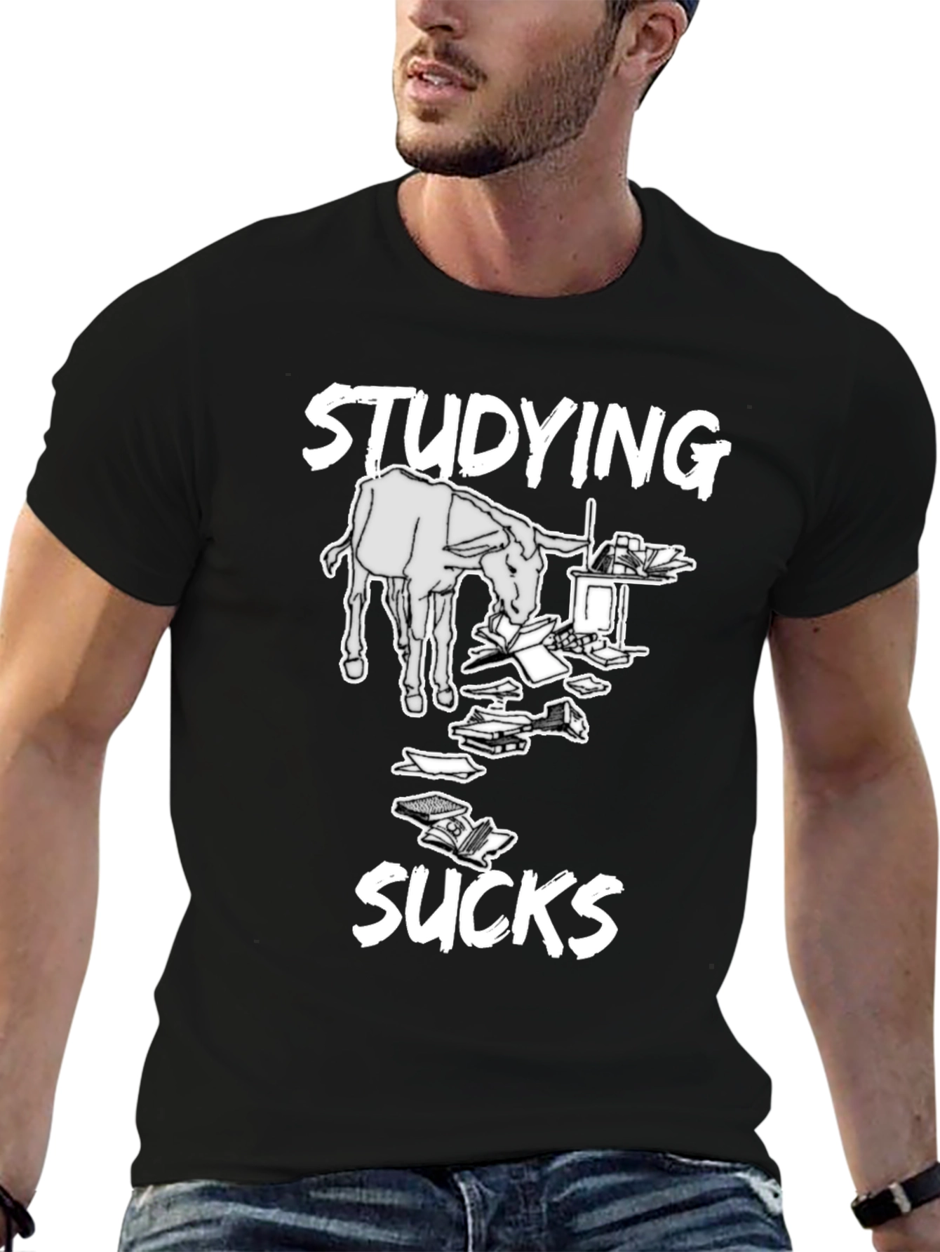 Studying Sucks T-Shirt - Novelty Donkey Design