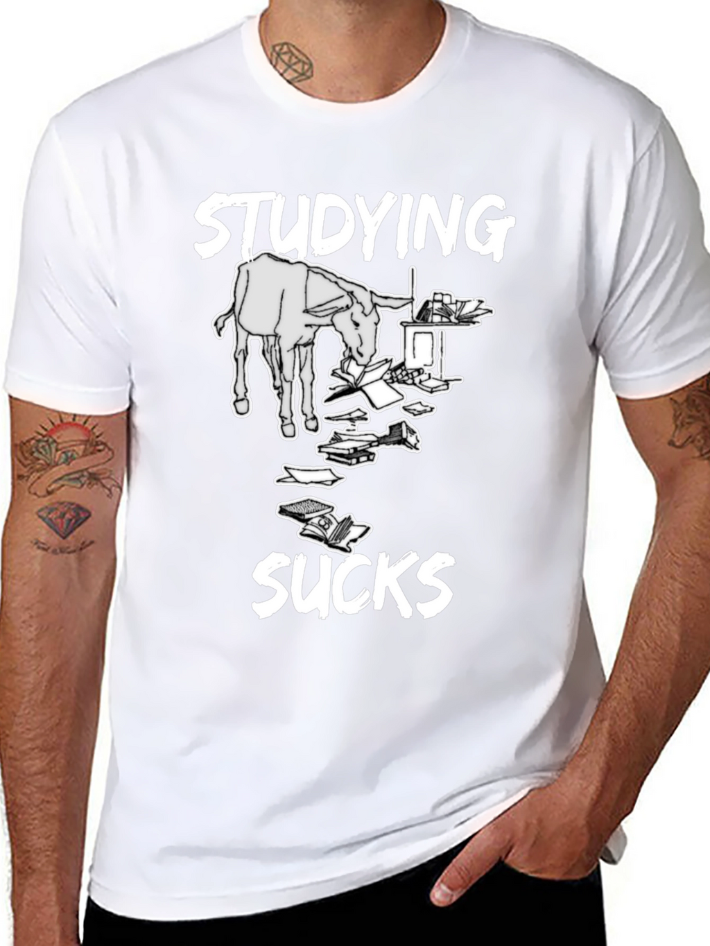 Studying Sucks T-Shirt - Novelty Donkey Design