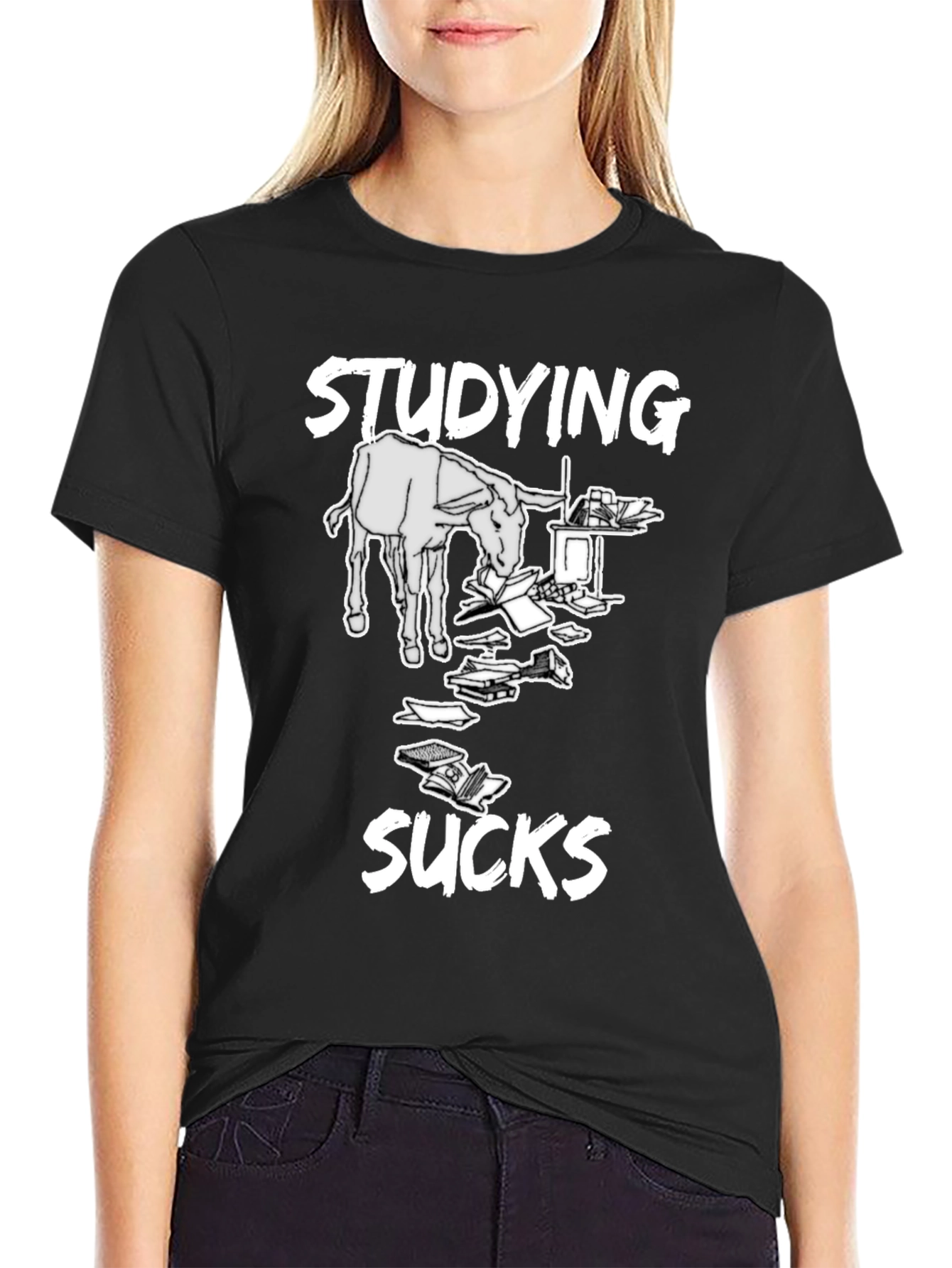 Studying Sucks T-Shirt - Novelty Donkey Design