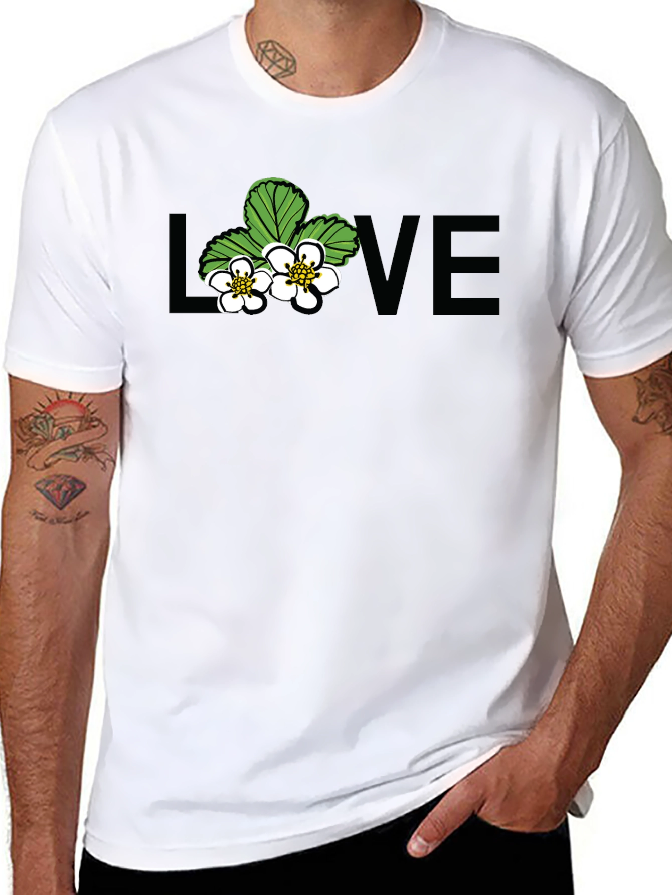 Floral Love Graphic Black T-Shirt