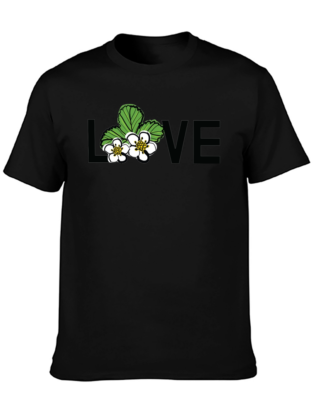 Floral Love Graphic Black T-Shirt