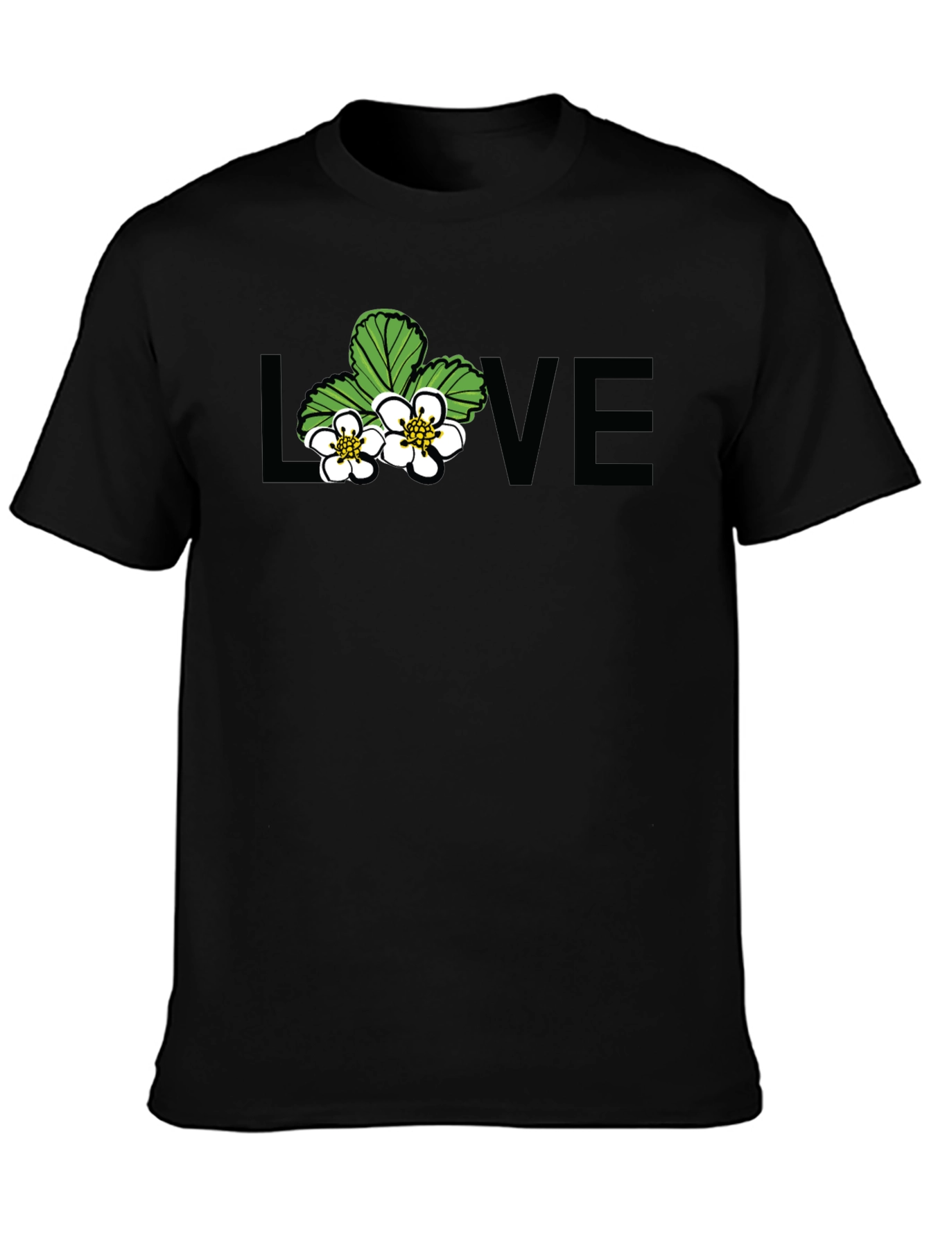 Floral Love Graphic Black T-Shirt