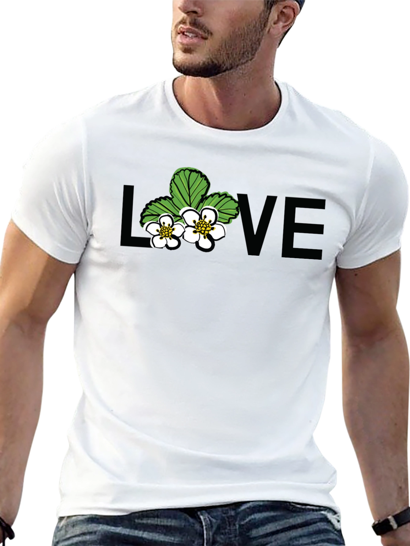 Floral Love Graphic Black T-Shirt