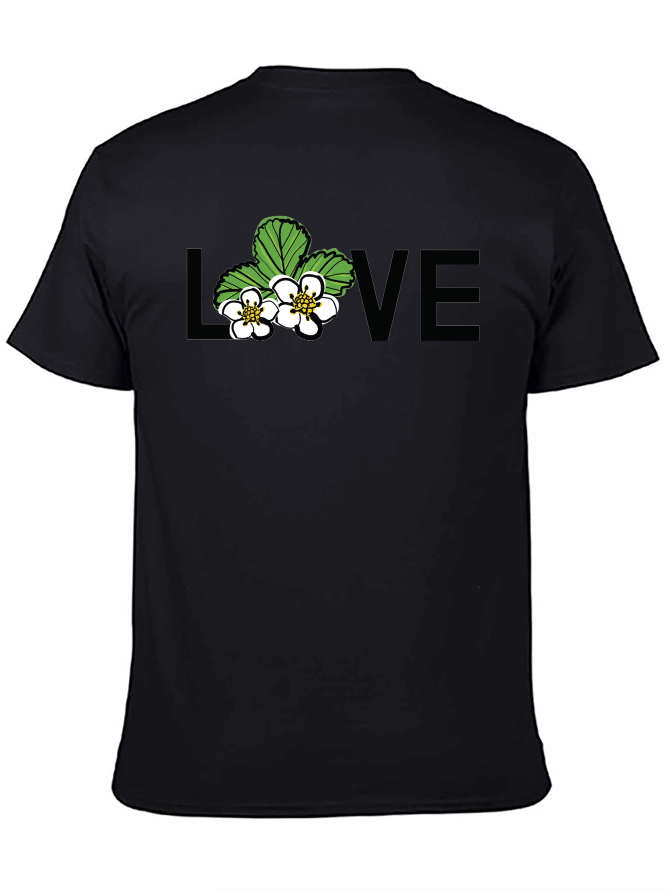 Floral Love Graphic Black T-Shirt