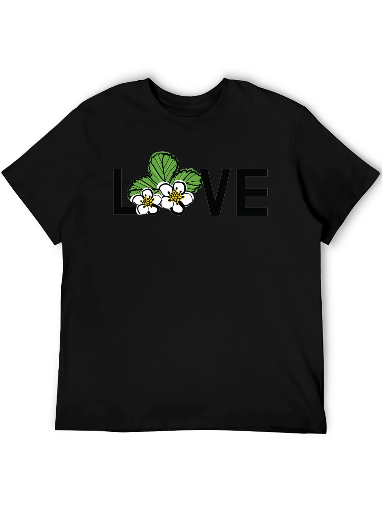 Floral Love Graphic Black T-Shirt