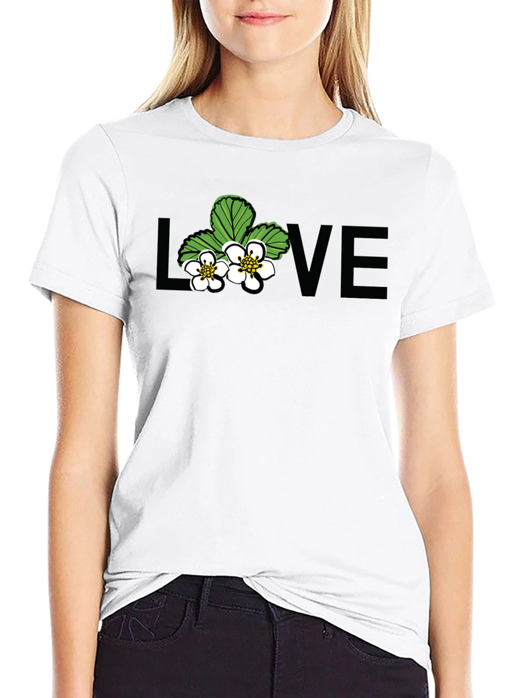 Floral Love Graphic Black T-Shirt