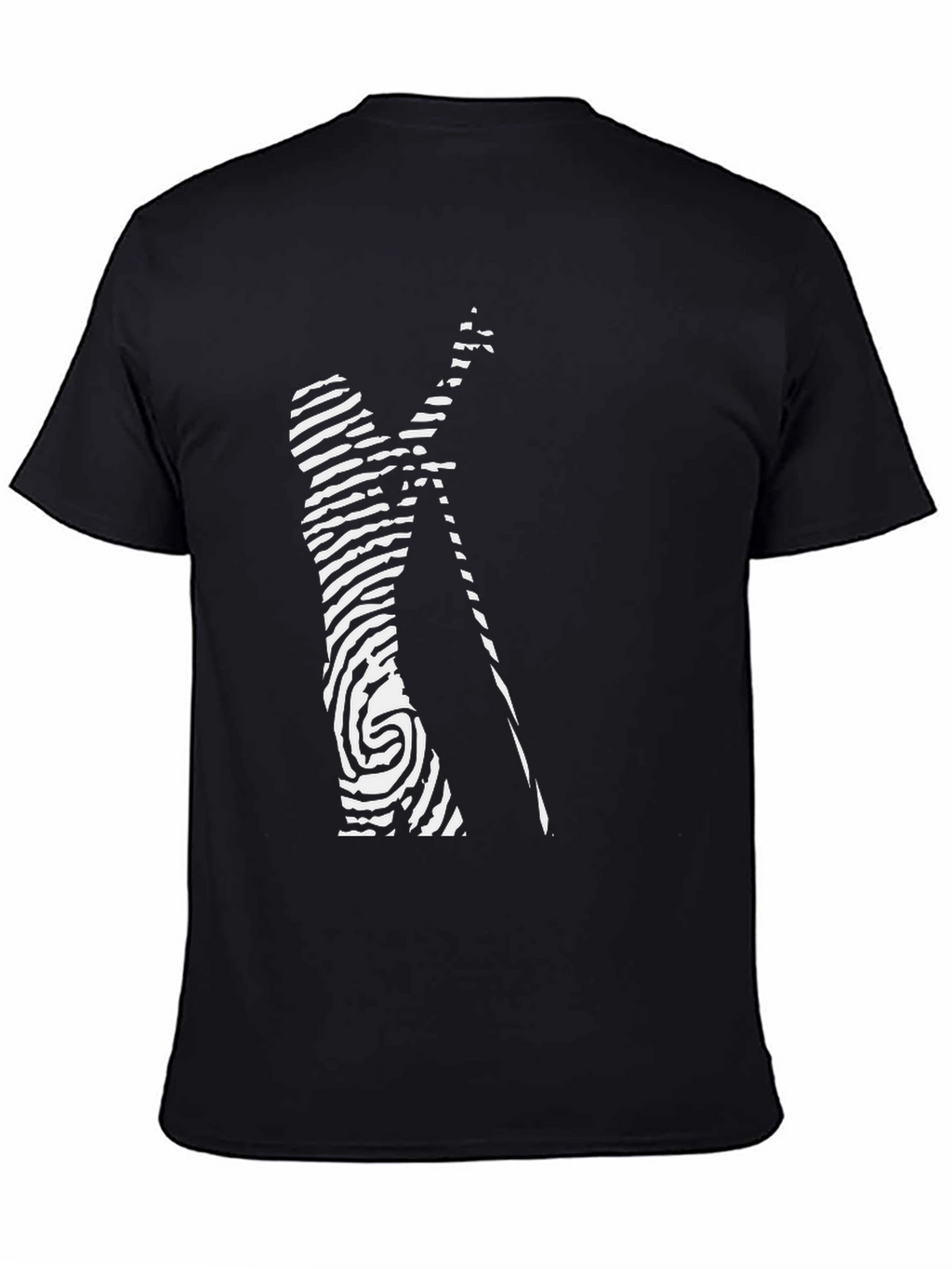 Modern Art Black T-Shirt: Fingerprint Musician