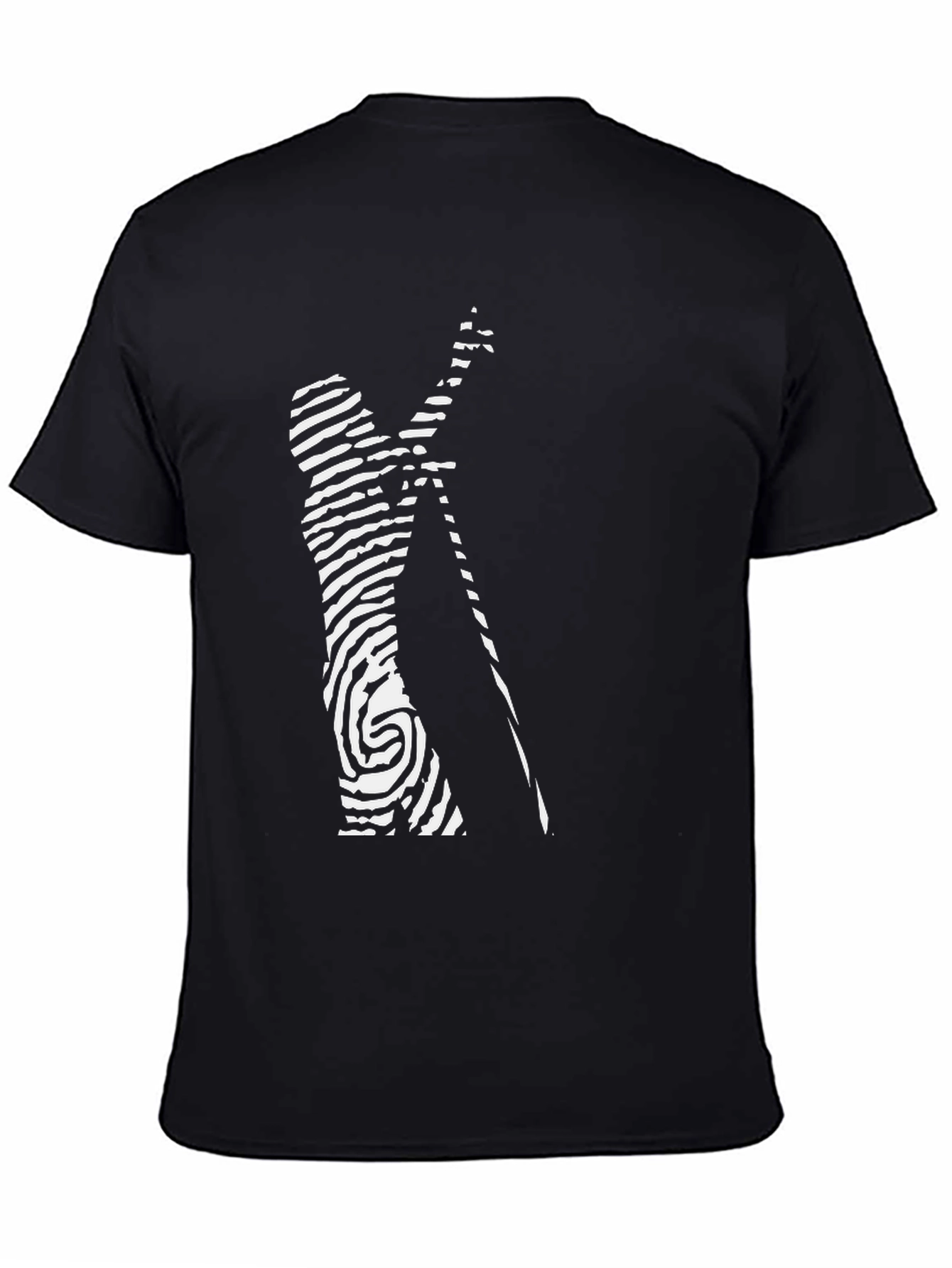Modern Art Black T-Shirt: Fingerprint Musician