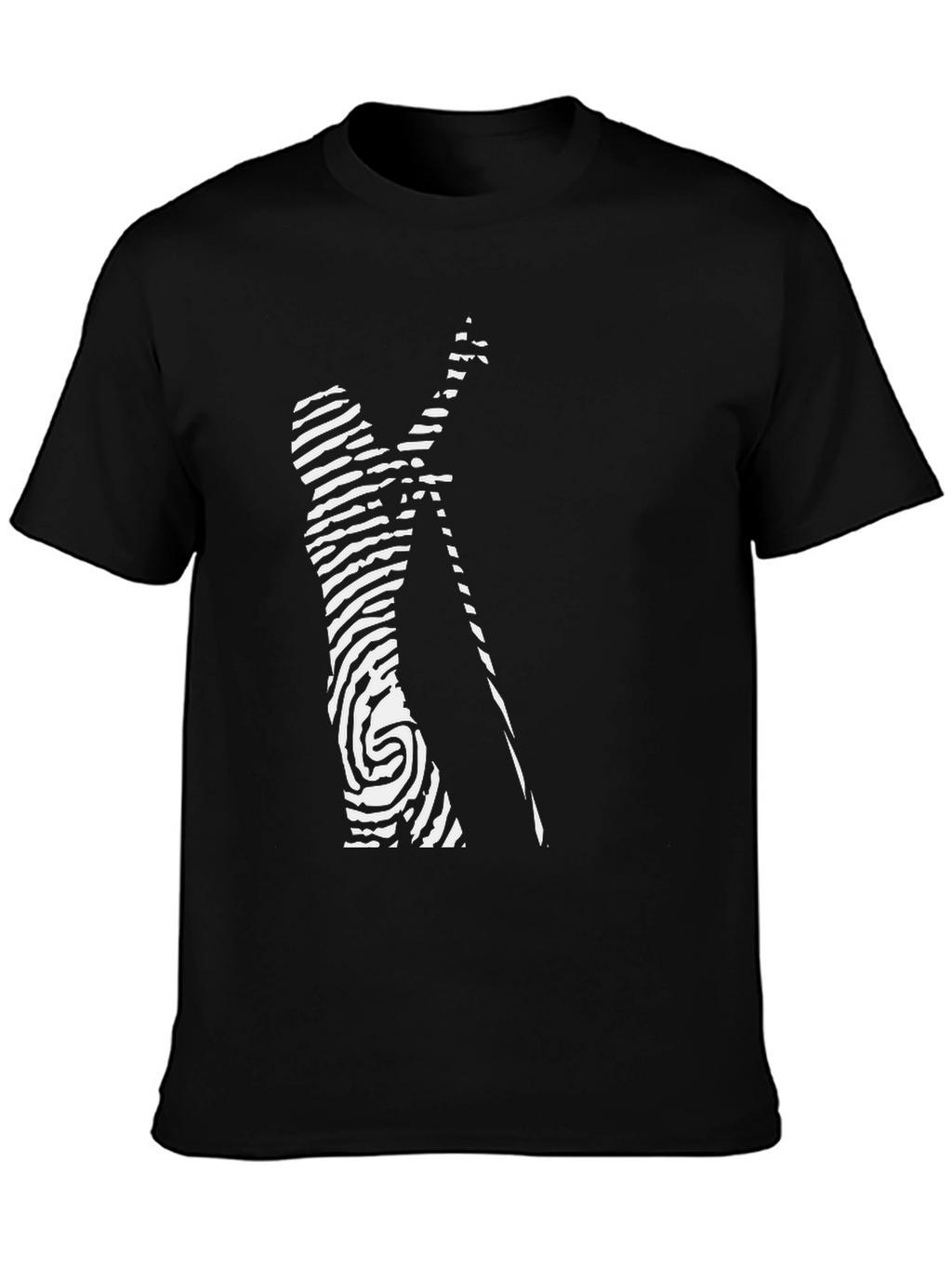 Modern Art Black T-Shirt: Fingerprint Musician