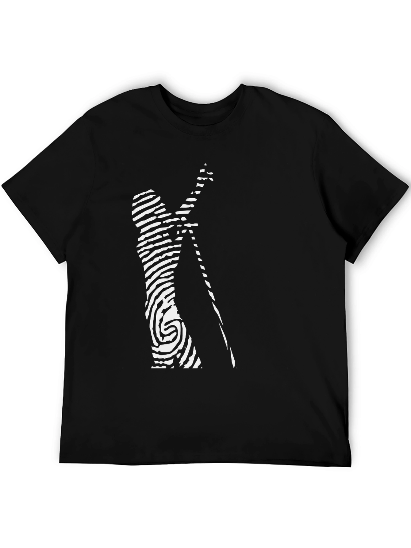Modern Art Black T-Shirt: Fingerprint Musician