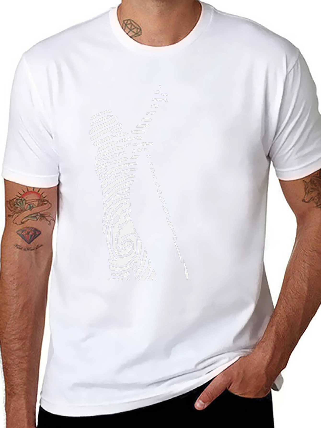 Modern Art Black T-Shirt: Fingerprint Musician