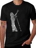Modern Art Black T-Shirt: Fingerprint Musician