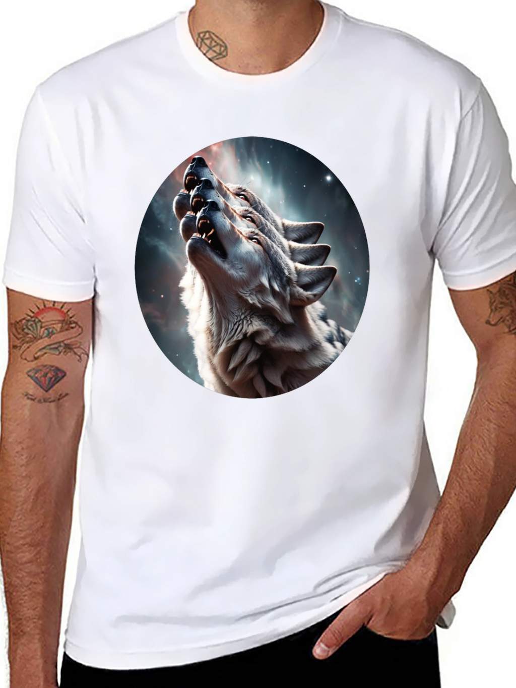 Wolf Pack Howling Galaxy Tee