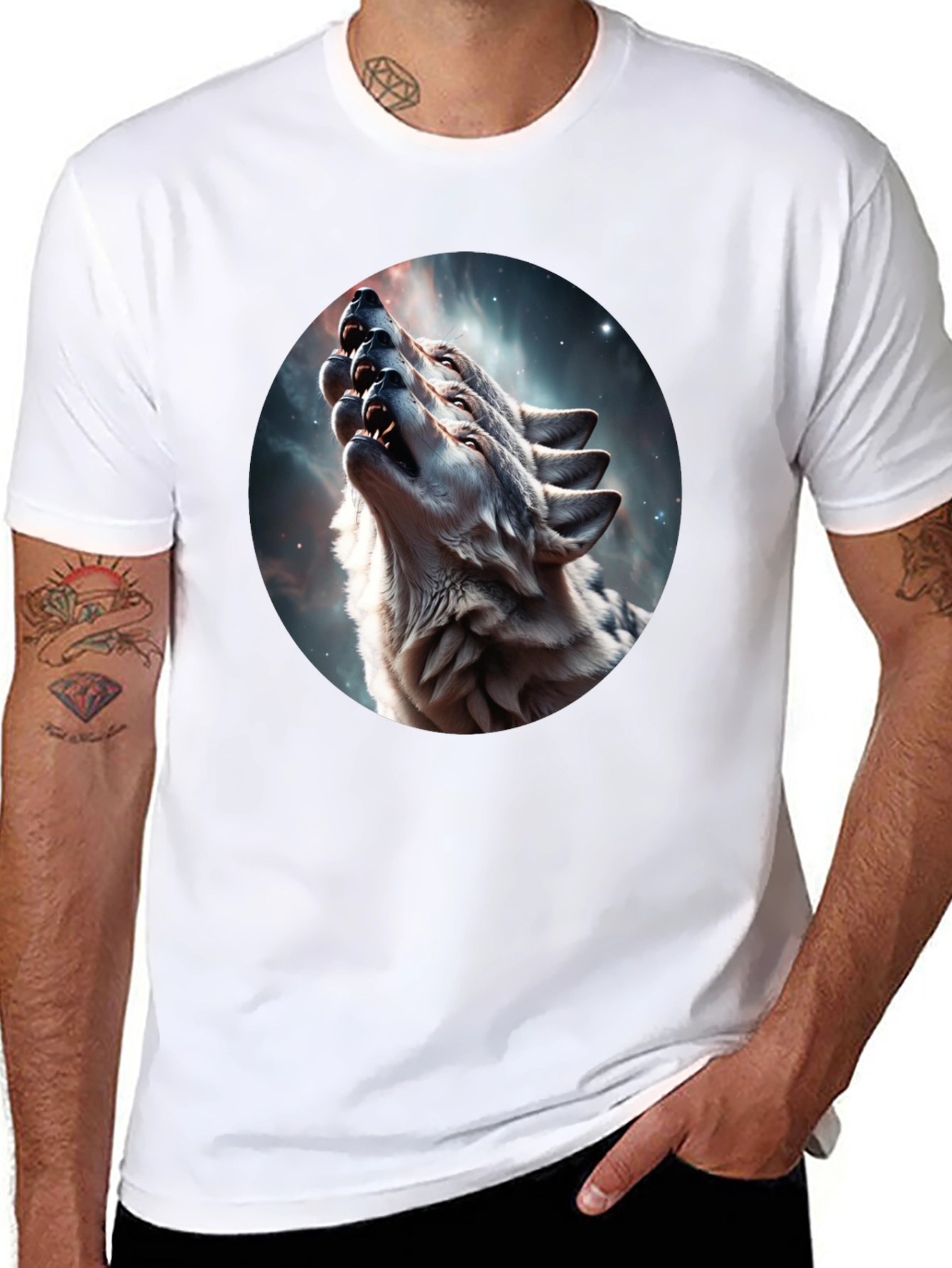 Wolf Pack Howling Galaxy Tee