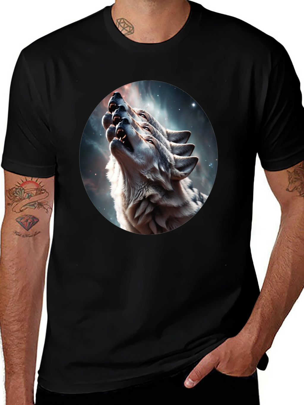 Wolf Pack Howling Galaxy Tee