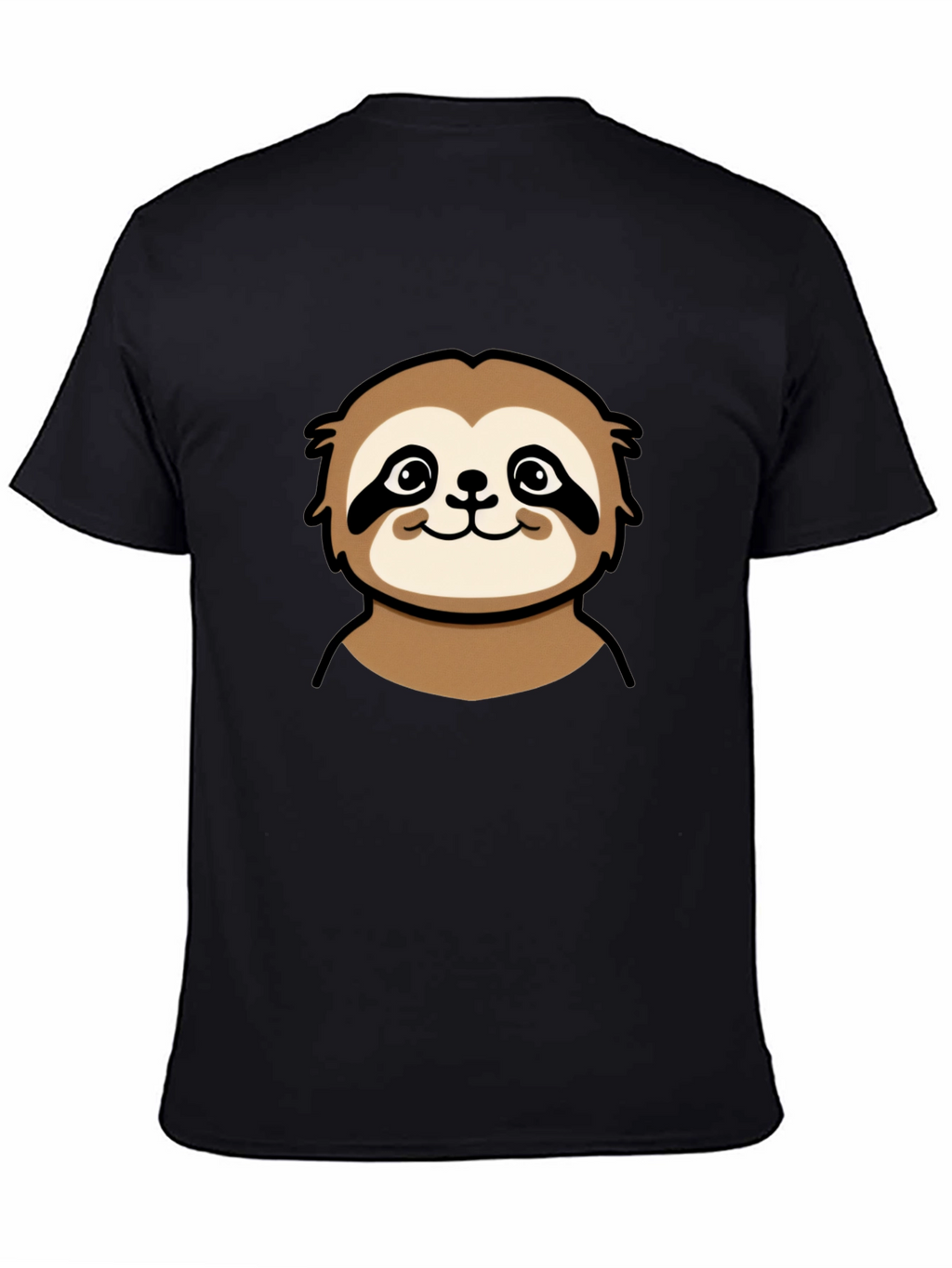 Cute Sloth Graphic Tee - Black Cotton T-Shirt