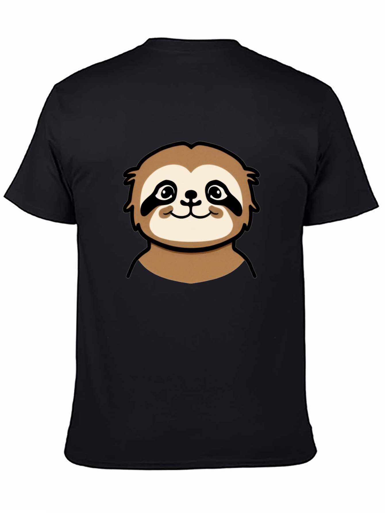 Cute Sloth Graphic Tee - Black Cotton T-Shirt