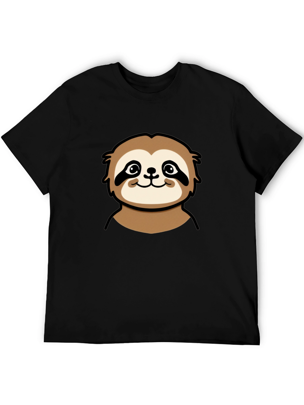 Cute Sloth Graphic Tee - Black Cotton T-Shirt