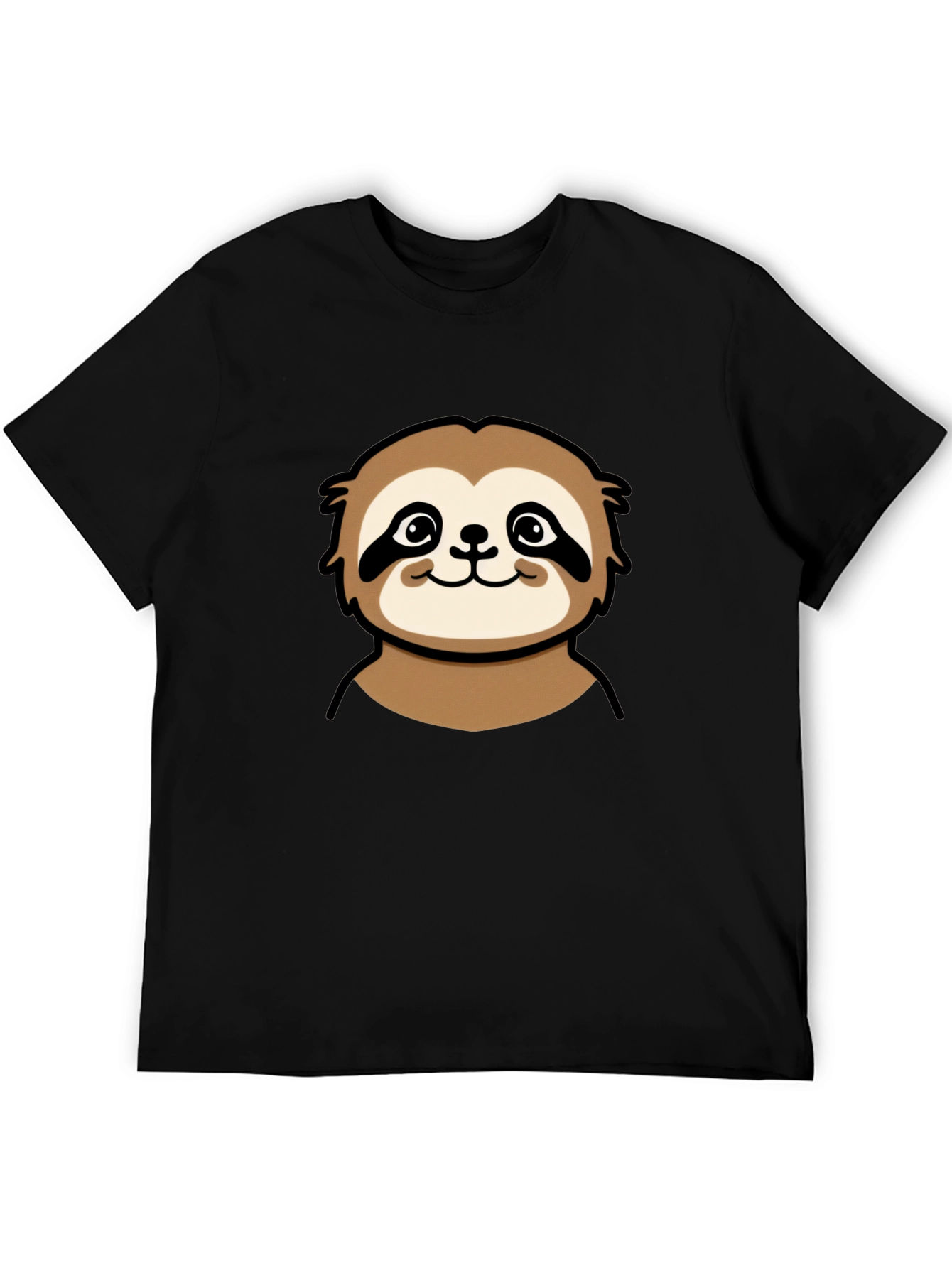 Cute Sloth Graphic Tee - Black Cotton T-Shirt