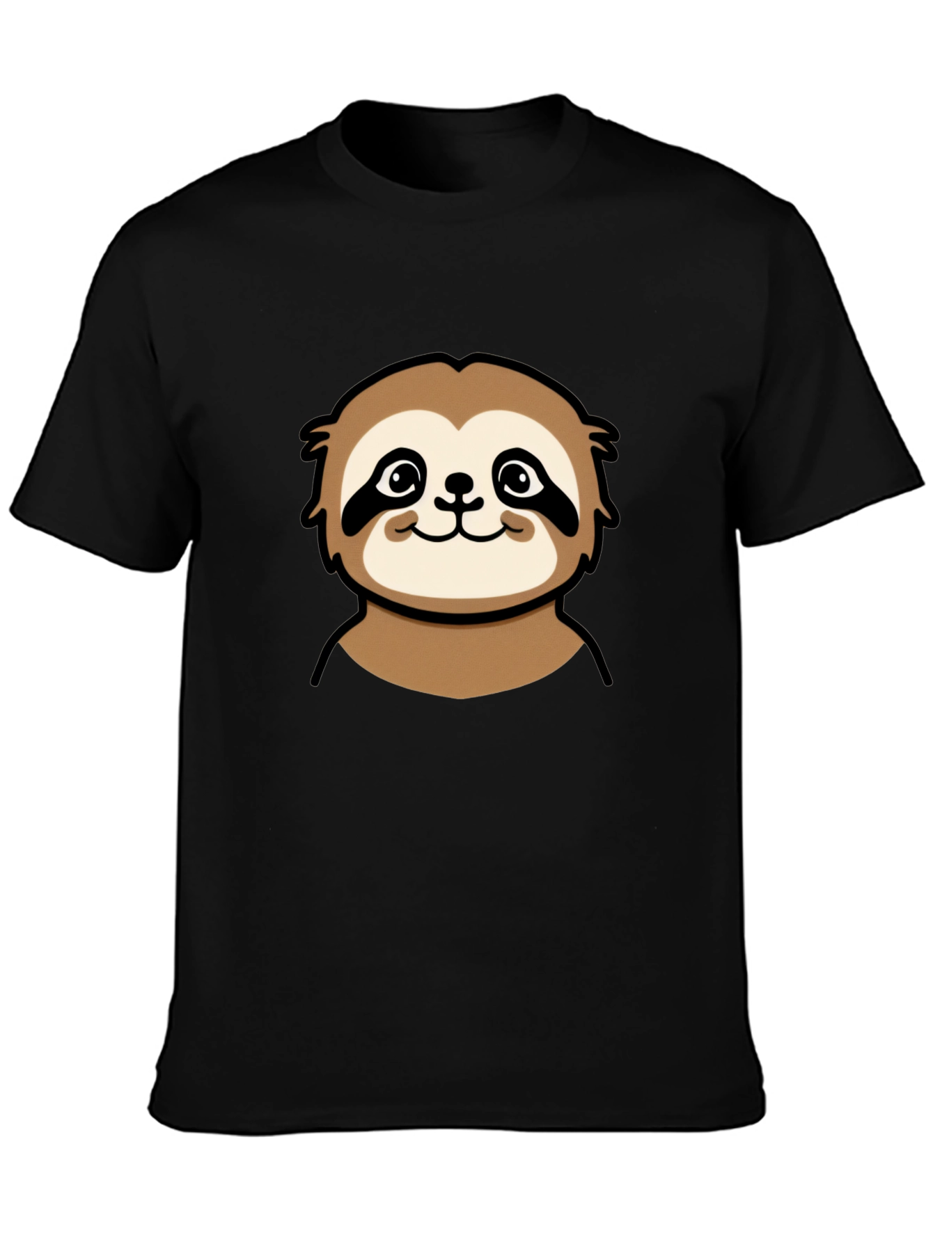 Cute Sloth Graphic Tee - Black Cotton T-Shirt