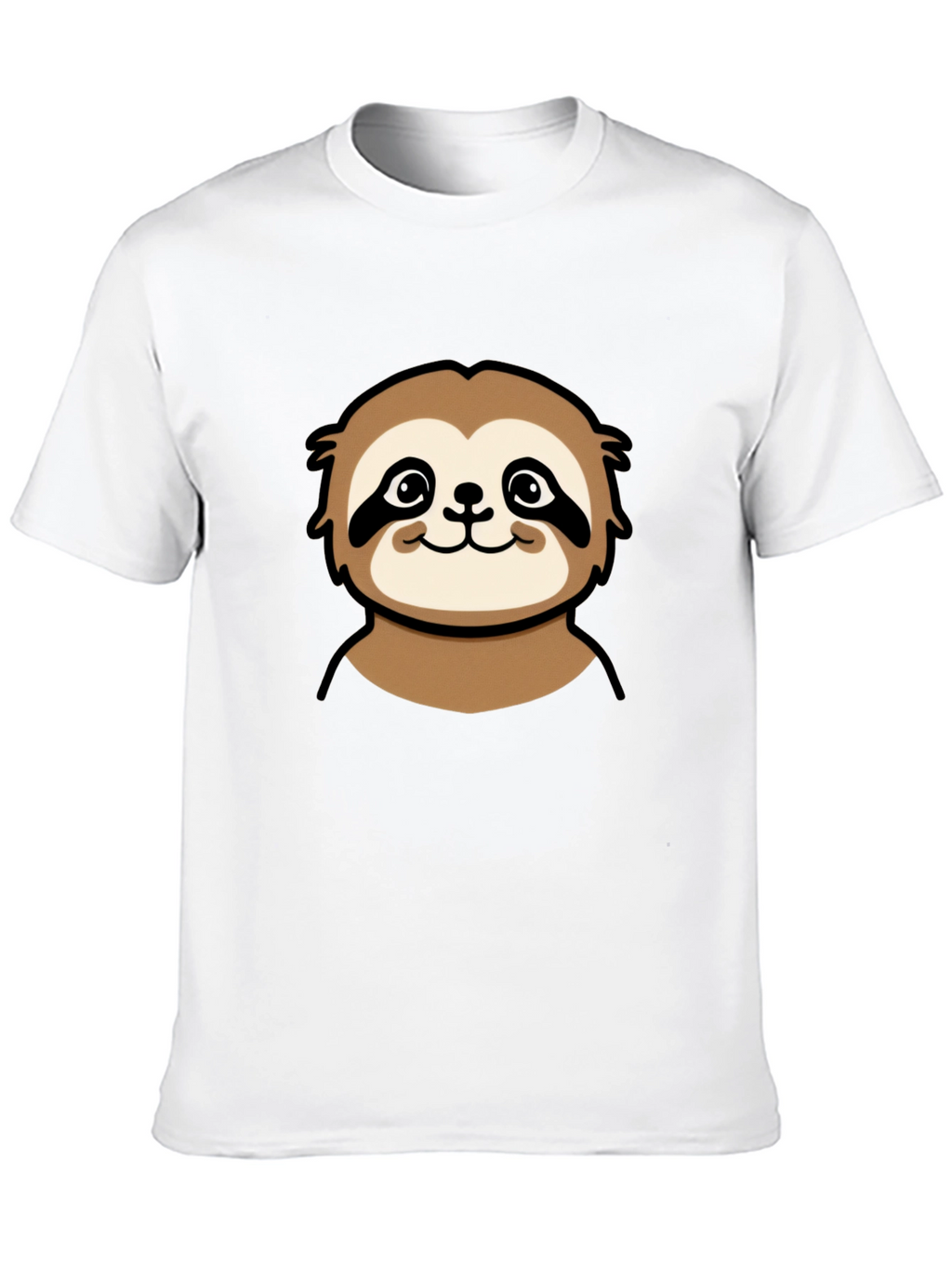 Cute Sloth Graphic Tee - Black Cotton T-Shirt
