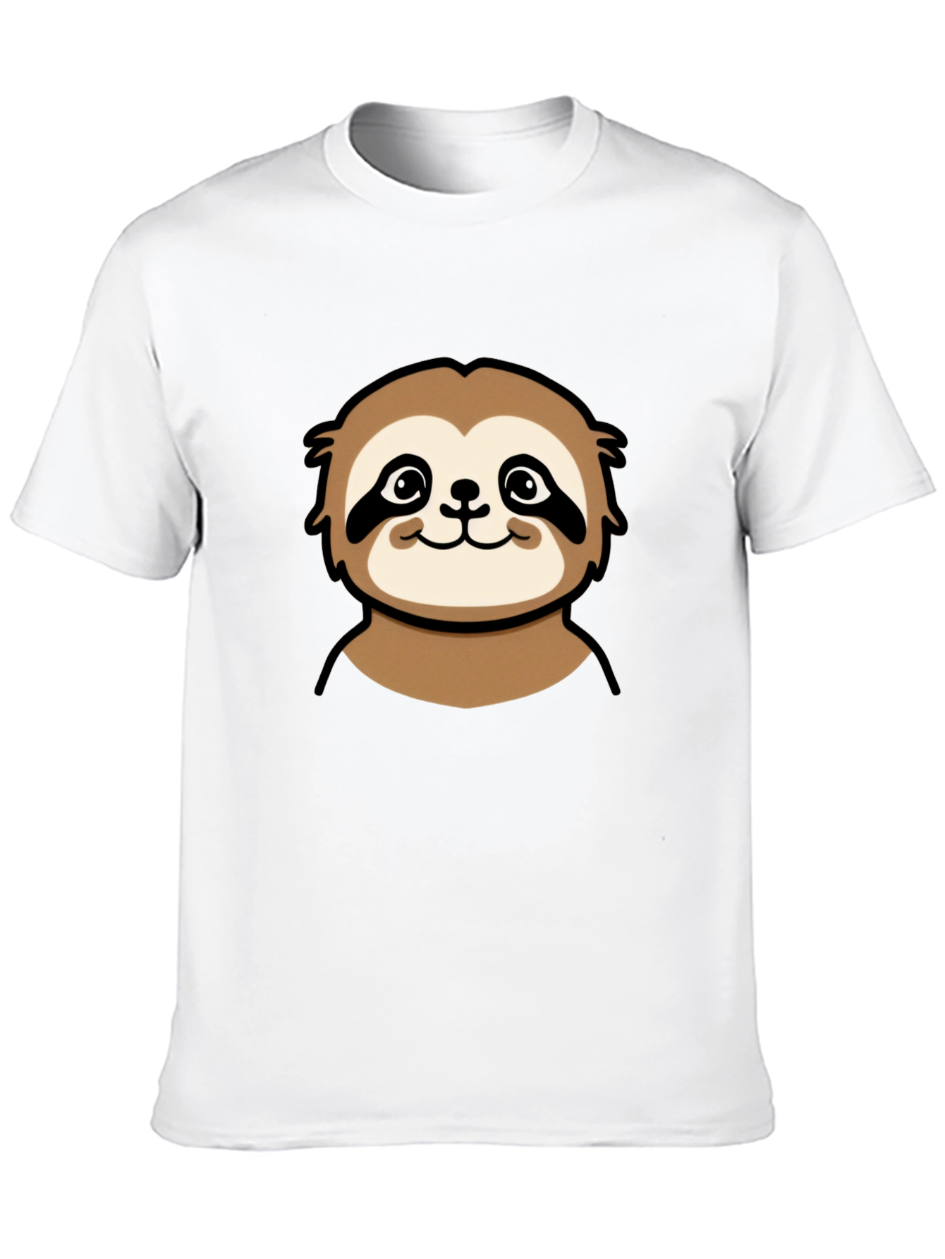 Cute Sloth Graphic Tee - Black Cotton T-Shirt