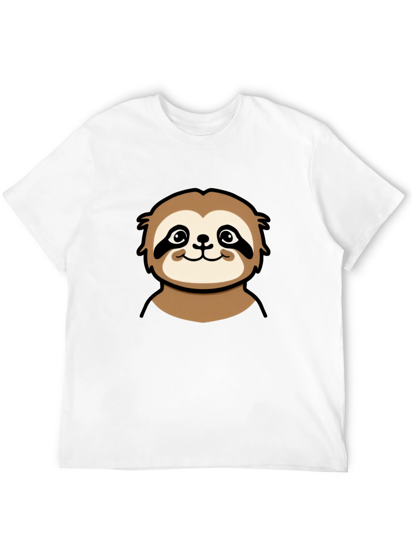 Cute Sloth Graphic Tee - Black Cotton T-Shirt