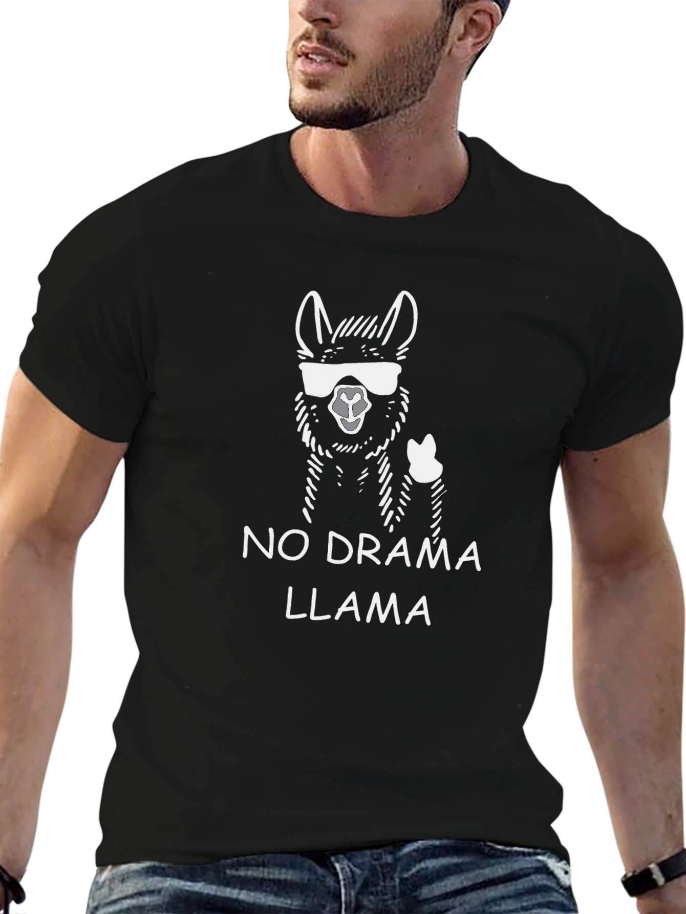 No Drama Llama Graphic Tee - Black Crew Neck