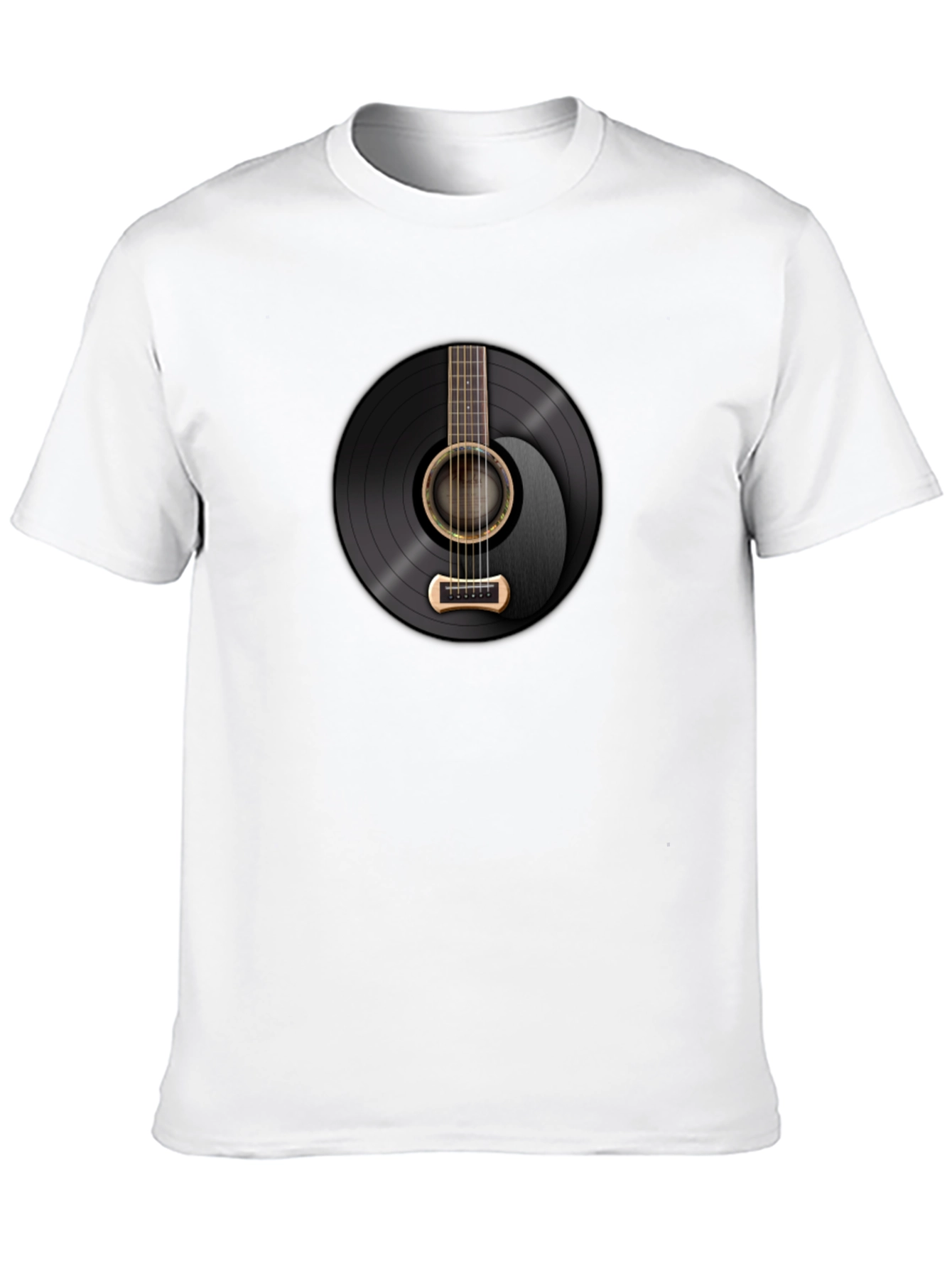 Vinyl Record Guitar Graphic Tee - Classic Rock Style