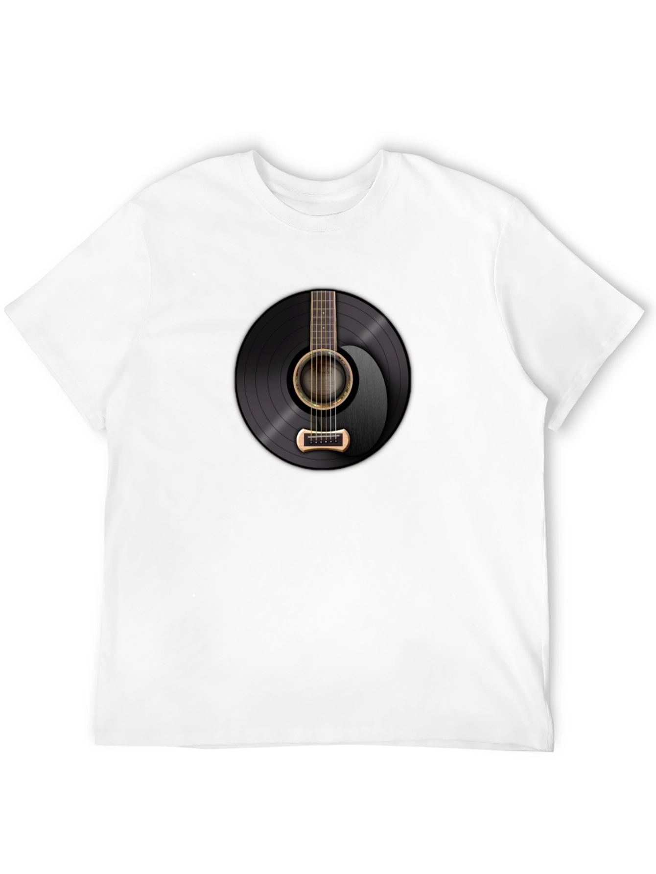Vinyl Record Guitar Graphic Tee - Classic Rock Style
