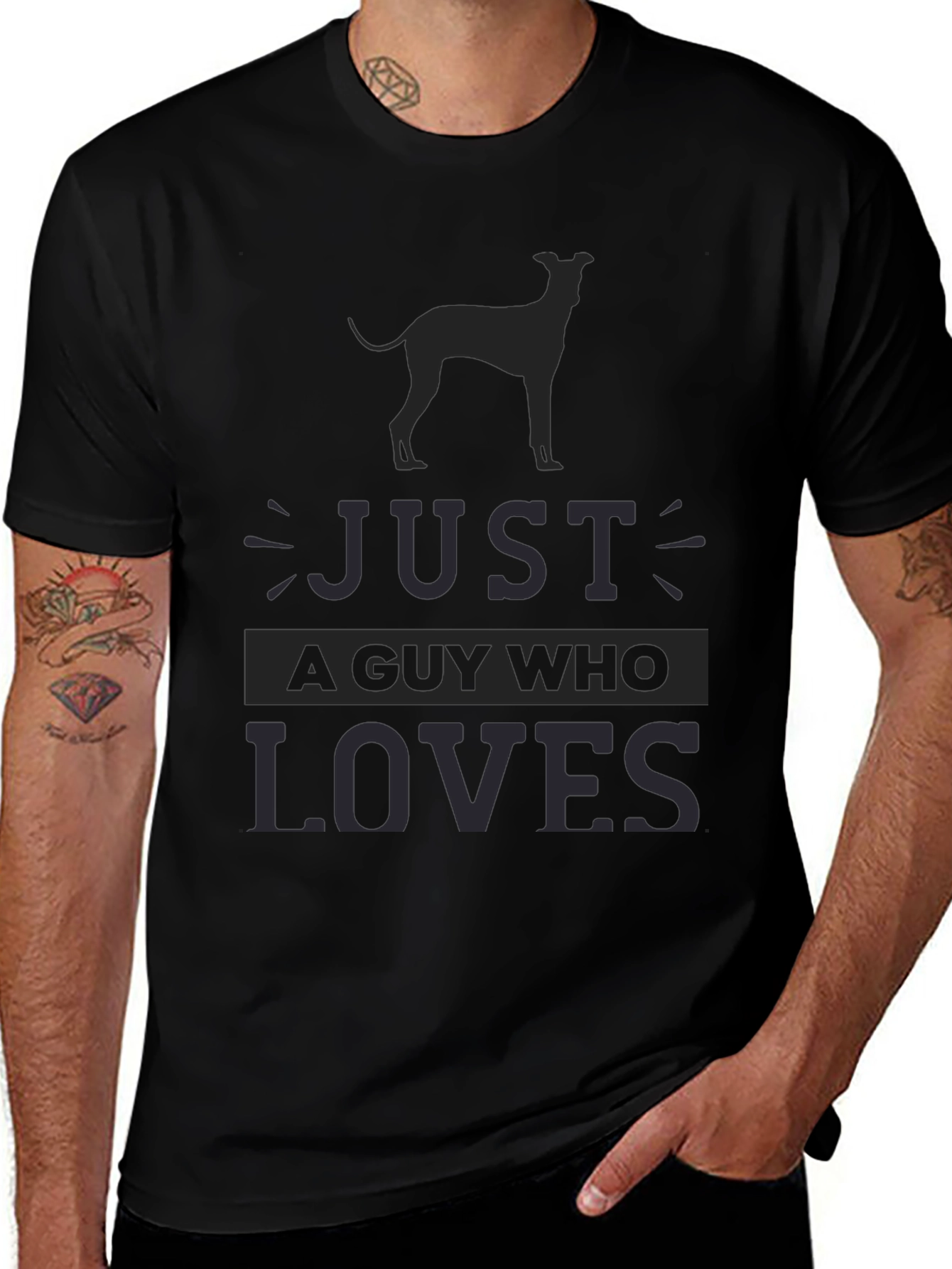 Mens Just A Guy Who Loves Dog Breed T-Shirt