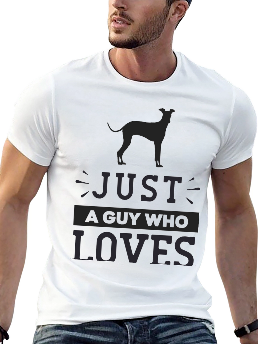 Mens Just A Guy Who Loves Dog Breed T-Shirt