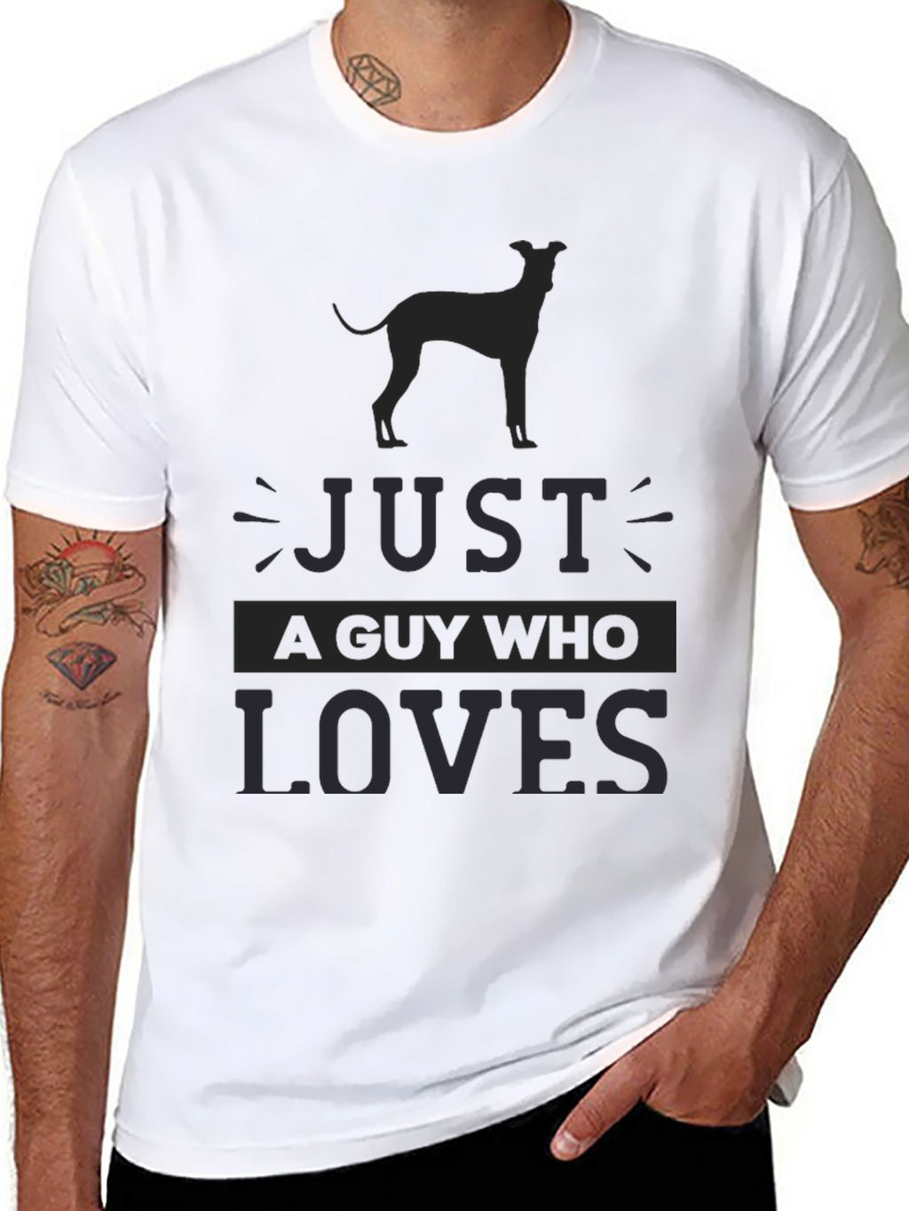 Mens Just A Guy Who Loves Dog Breed T-Shirt