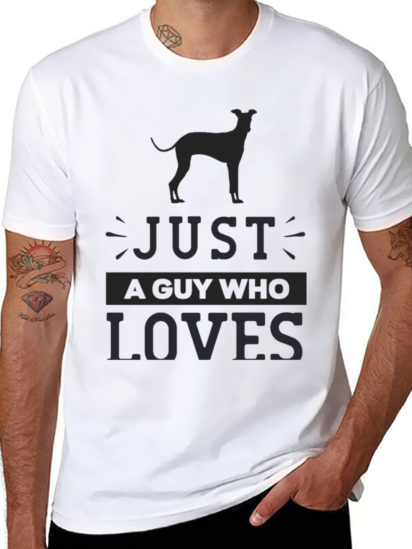 Mens Just A Guy Who Loves Dog Breed T-Shirt