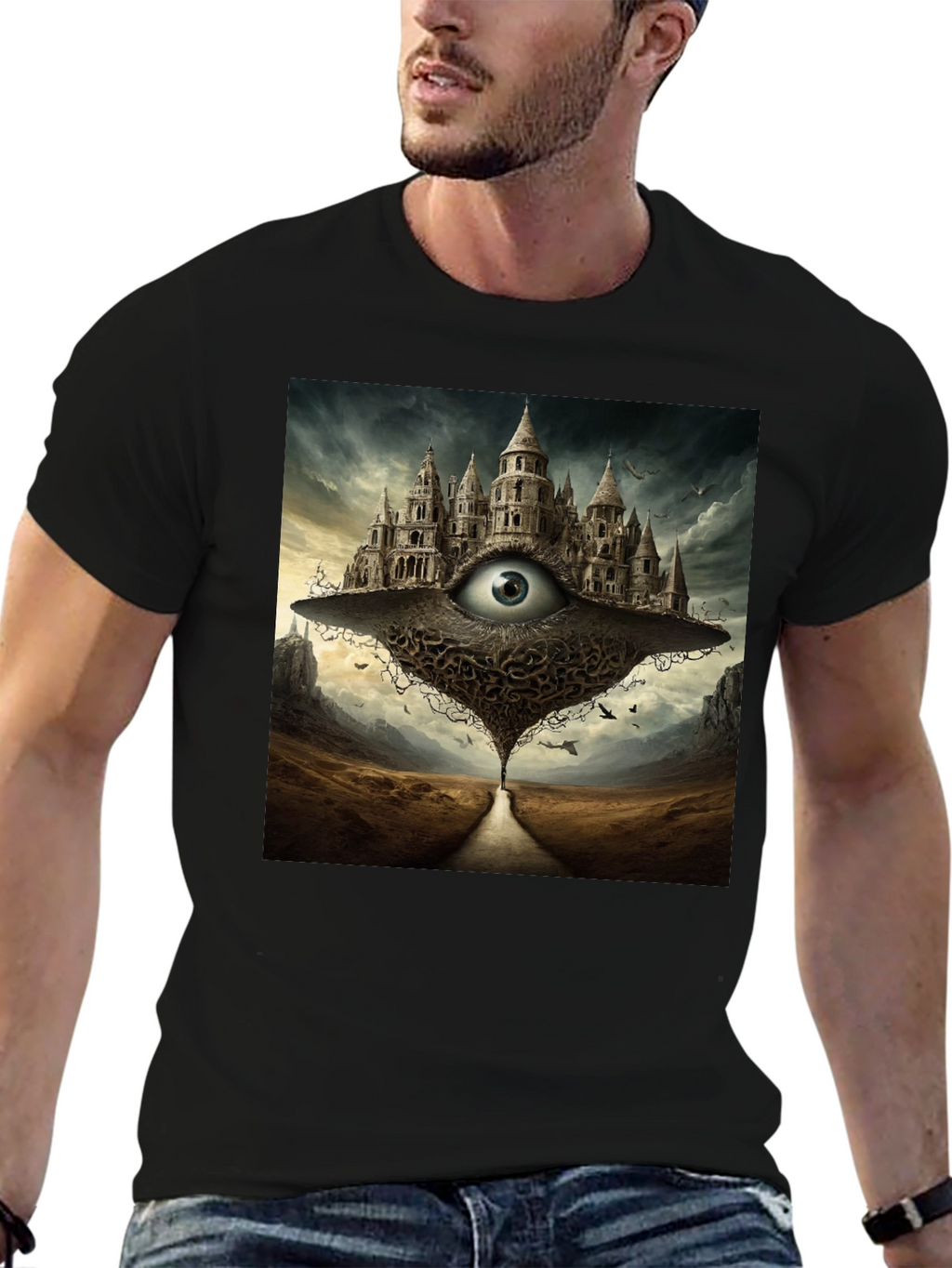 Eye Castle Graphic Tee - Surreal Fantasy Art Shirt