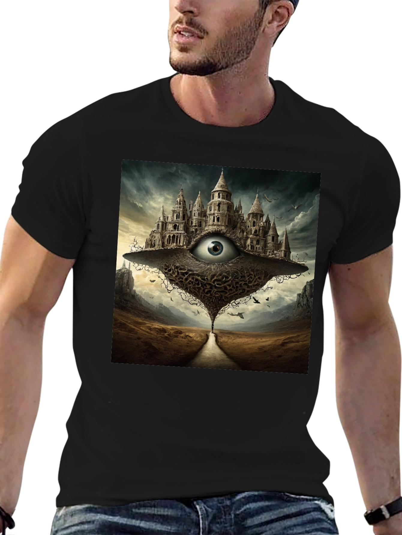 Eye Castle Graphic Tee - Surreal Fantasy Art Shirt