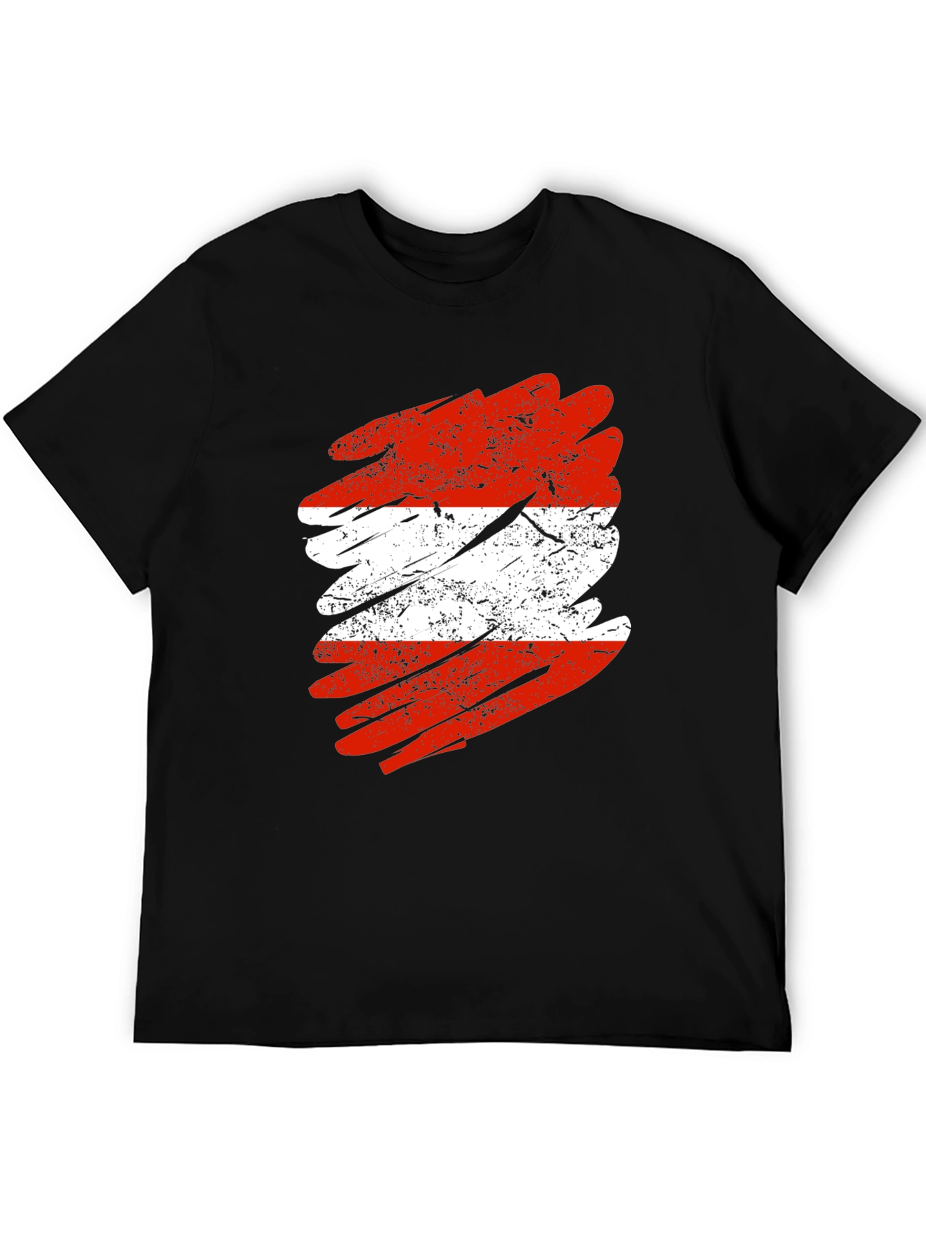 Austria Flag Grunge Style Black T-Shirt