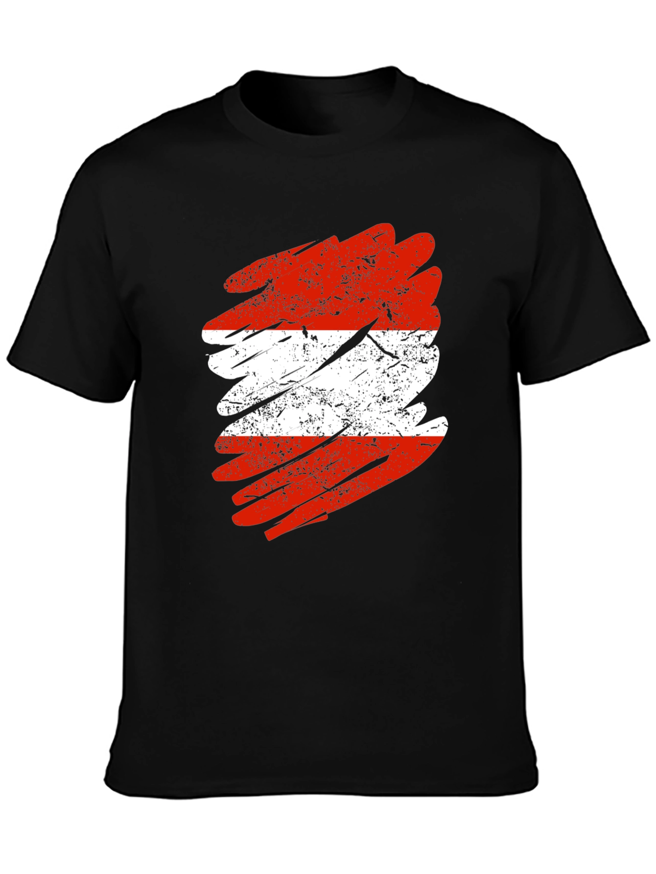 Austria Flag Grunge Style Black T-Shirt