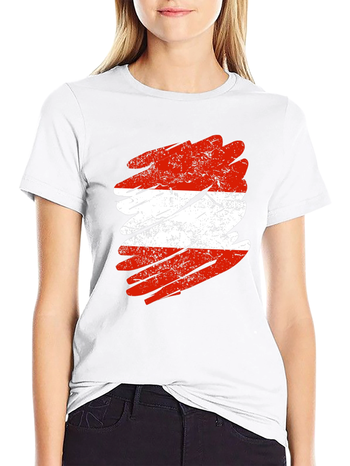 Austria Flag Grunge Style Black T-Shirt
